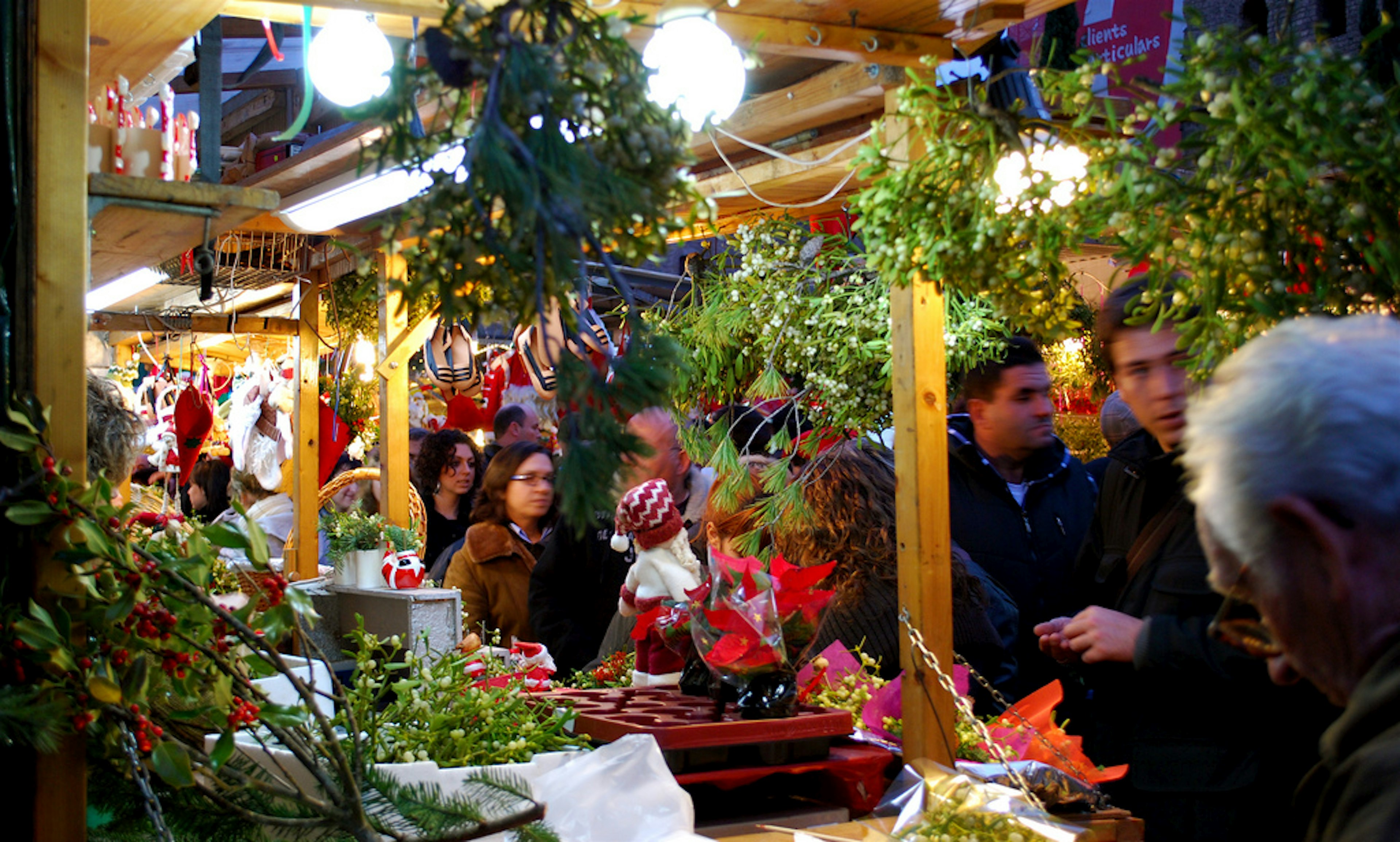 Mistletoe and other Christmas items for sale around the Catedral. Image by Valerie Hinojosa / CC BY-SA 2.0