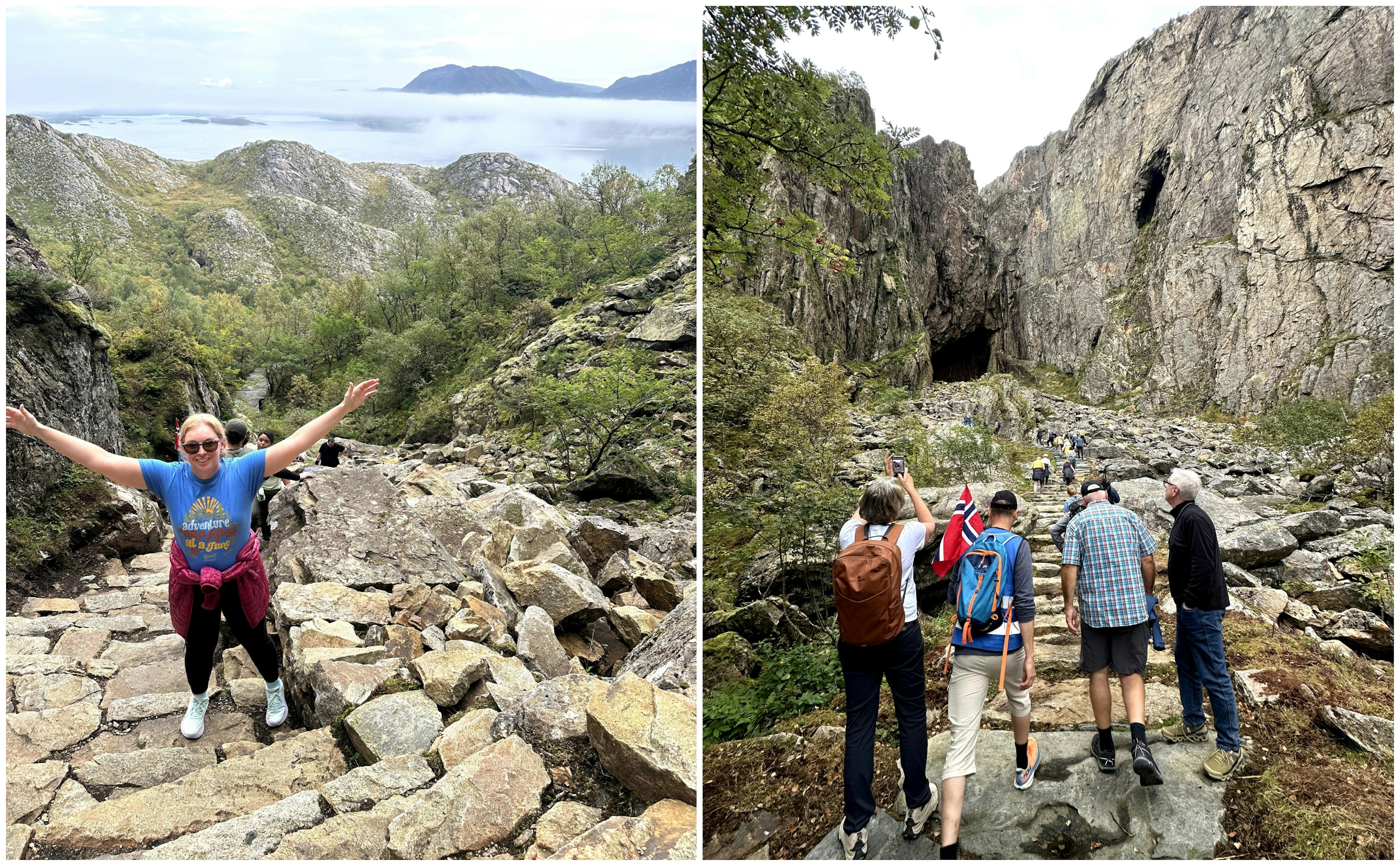 Hiking in Norway's Torghatten.