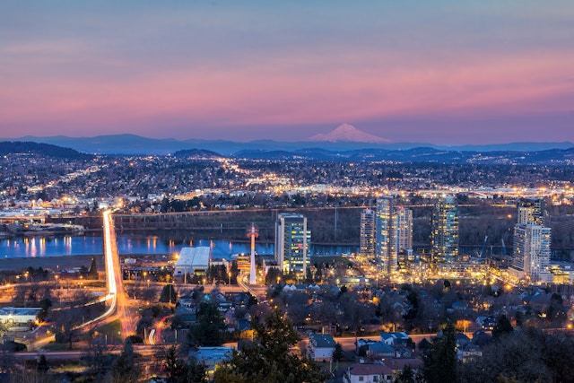 Sunset views over Portland are stunning from the Portland Aerial Tram. Jit Lim/500px