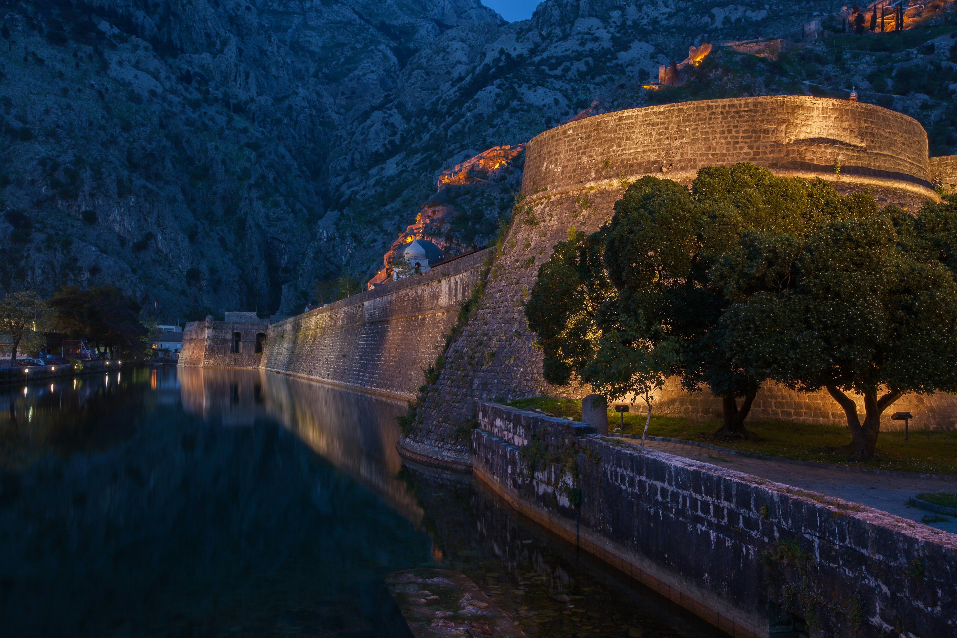 Kotor fortifications and St John’s Hill stunningly illuminated at night