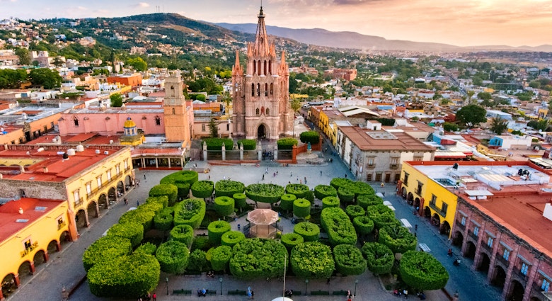 Aerial View of San Miguel de Allende in Mexico.
