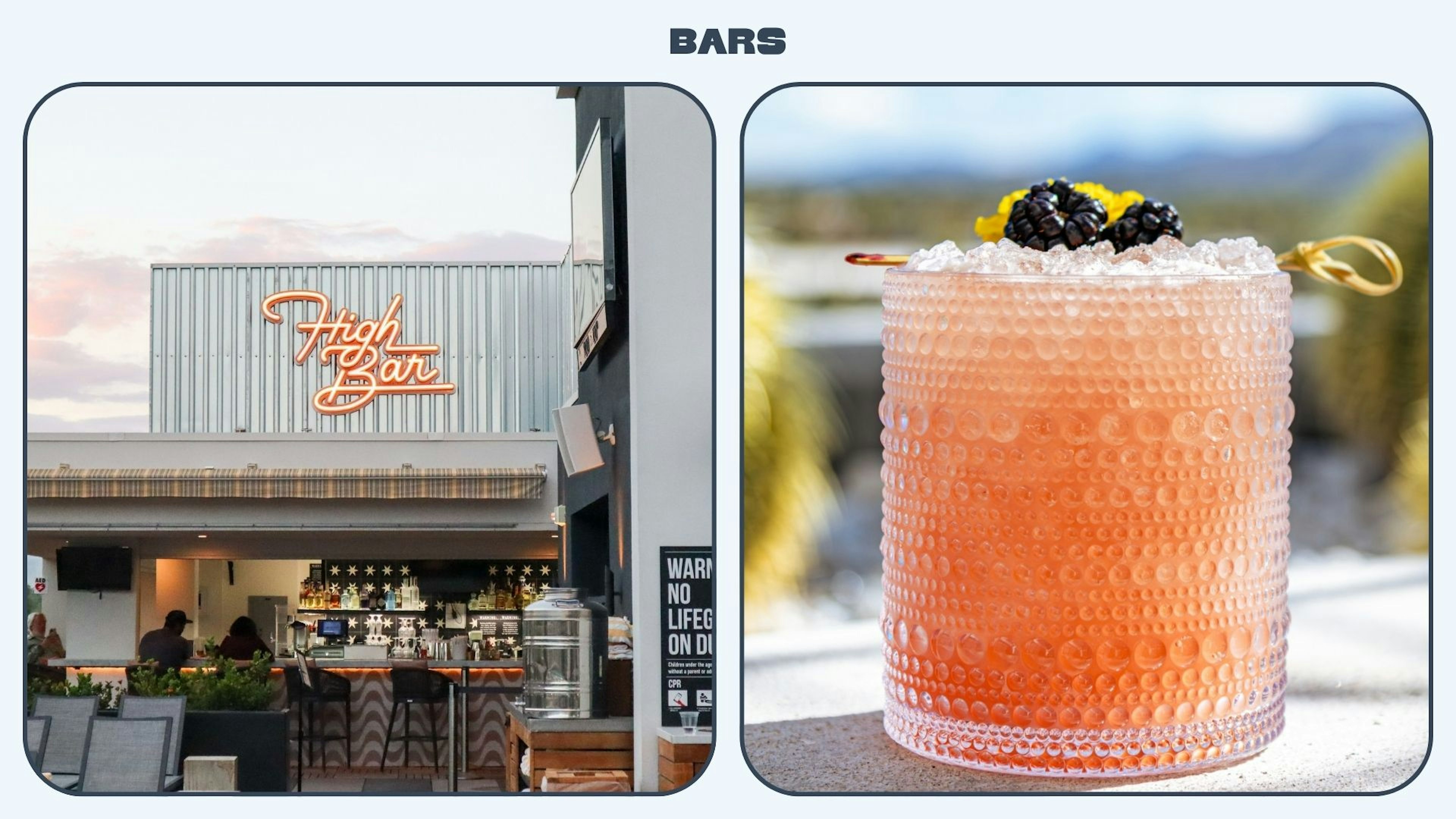 Grab a drink and watch the sunset over the desert at High Bar. High Bar