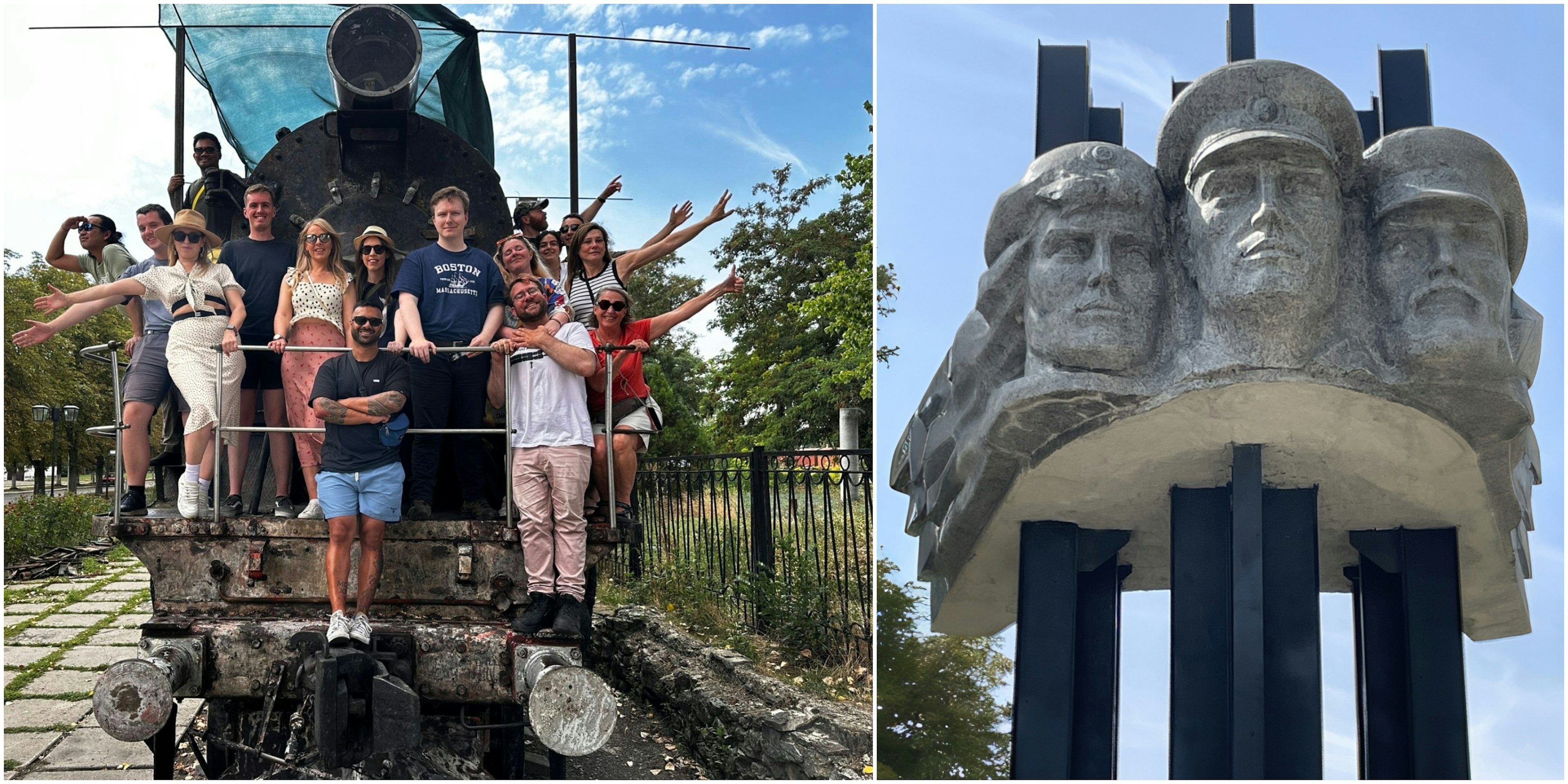 Writer and her fellow tour group at the Museum Complex of the Glory of Railway Workers in Transnistria