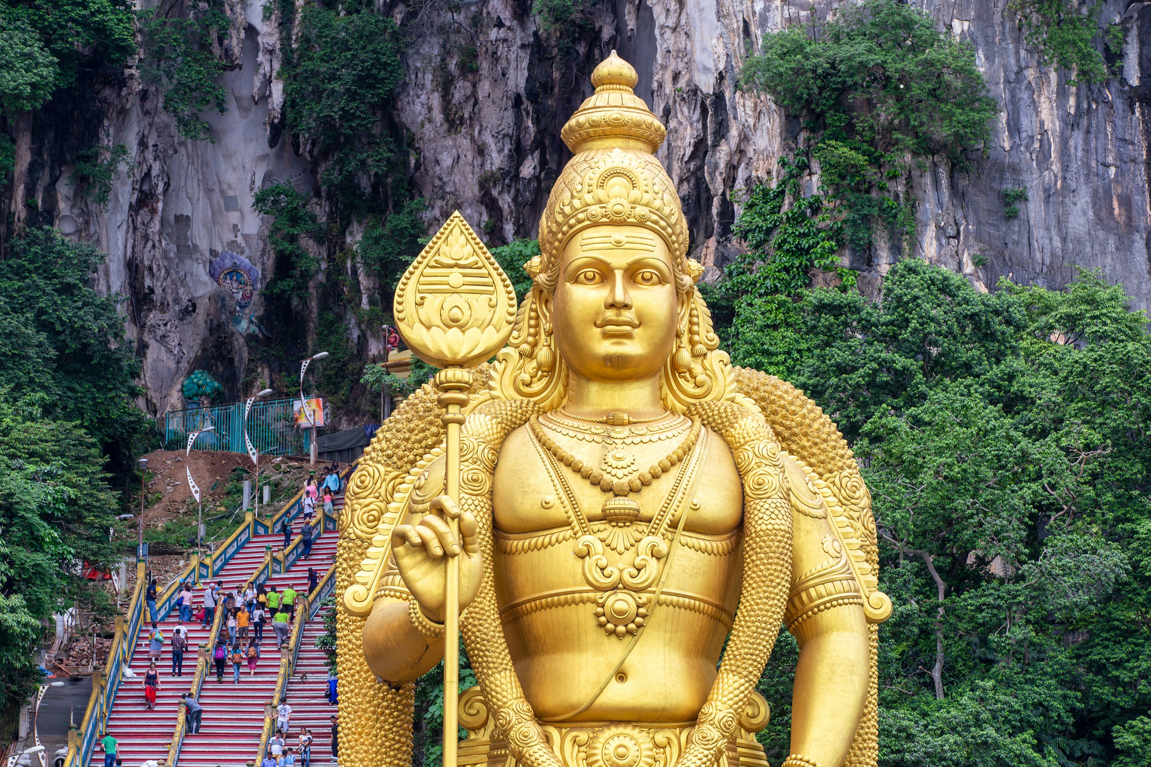 Combine Diwali in Kuala Lumpur with a trip to the Hindu shrines inside the Batu Caves. Pakin Songmor/Getty Images