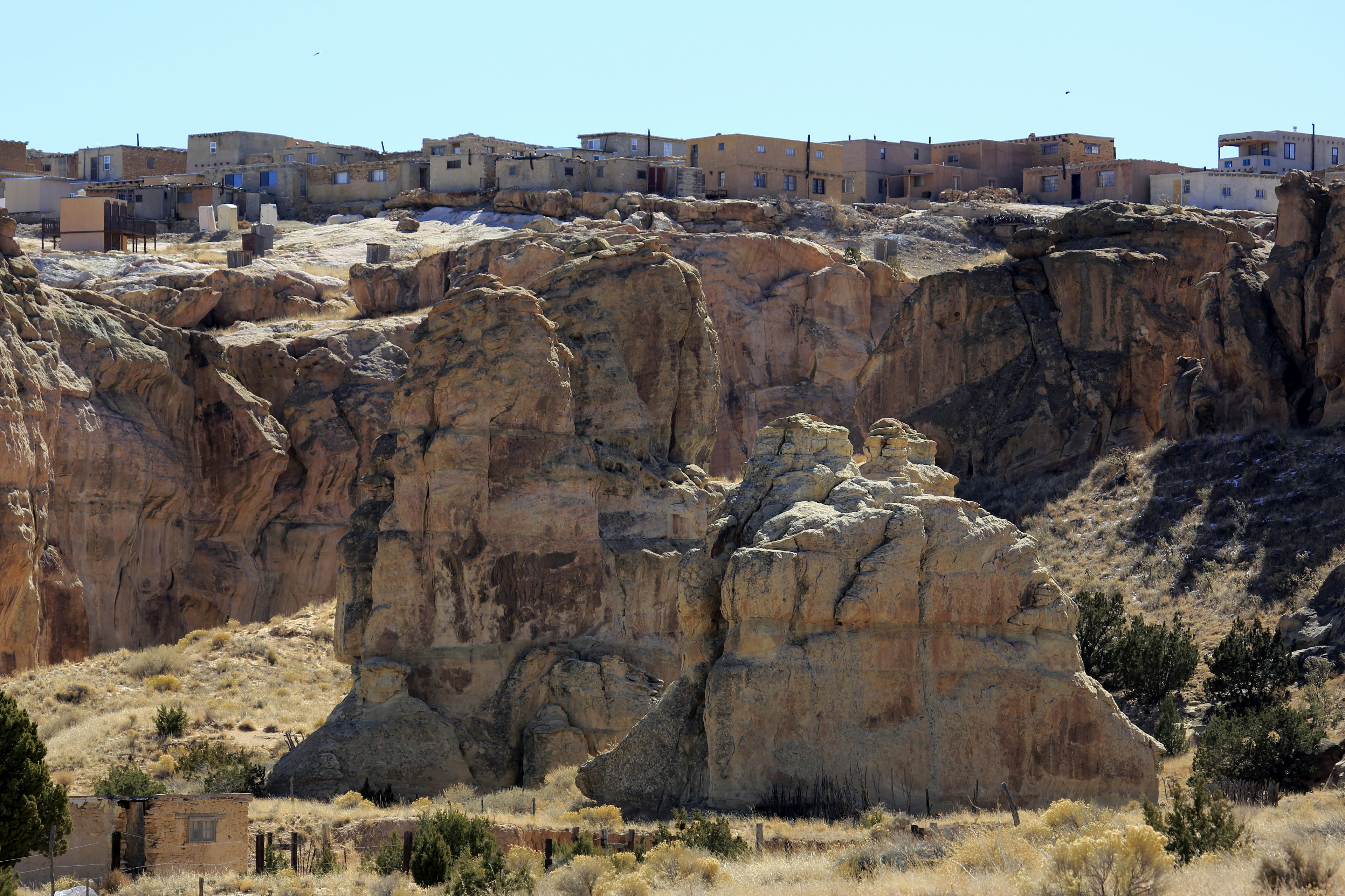 Pueblo of Acoma aka Sky City, which sits atop a mesa at 367ft in New Mexico