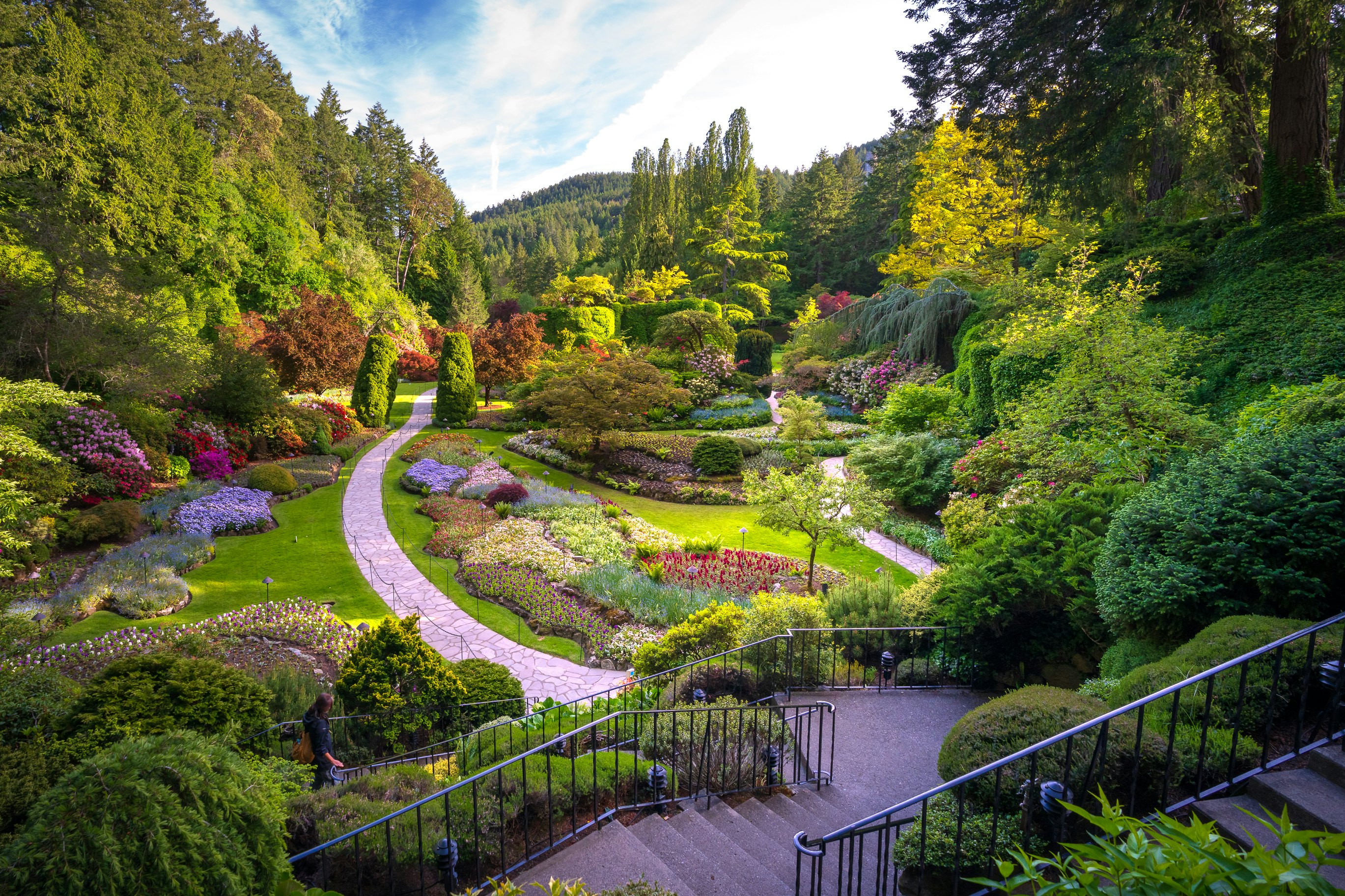 Sunken garden at Butchart Gardens in Victoria, Vancouver Island, British Columbia, Canada