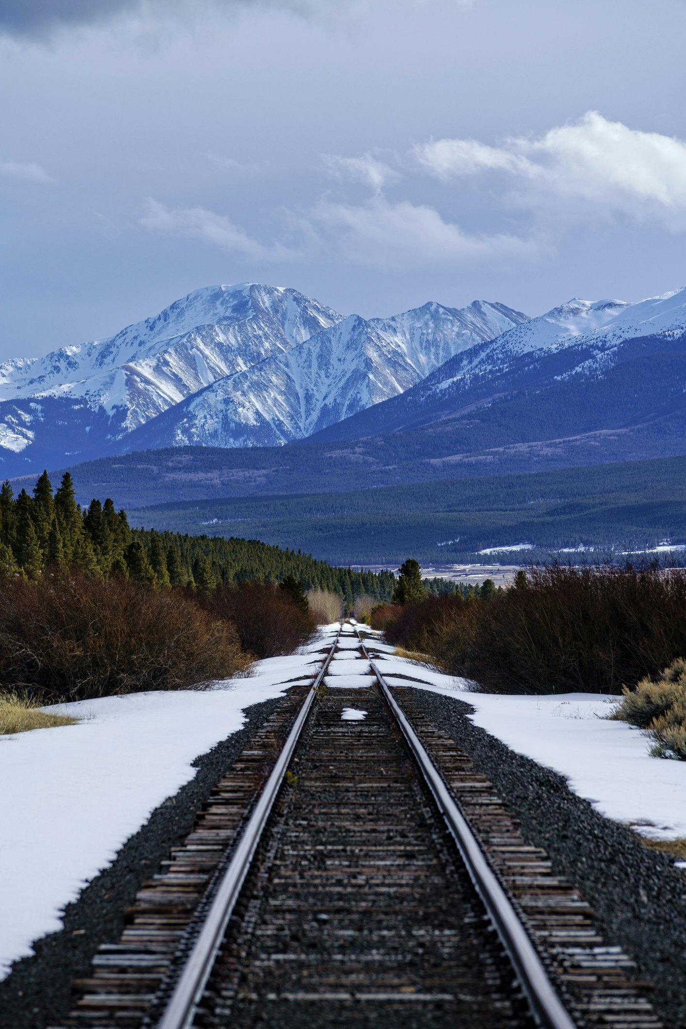 Sawatch Mountains and Train Tracks View