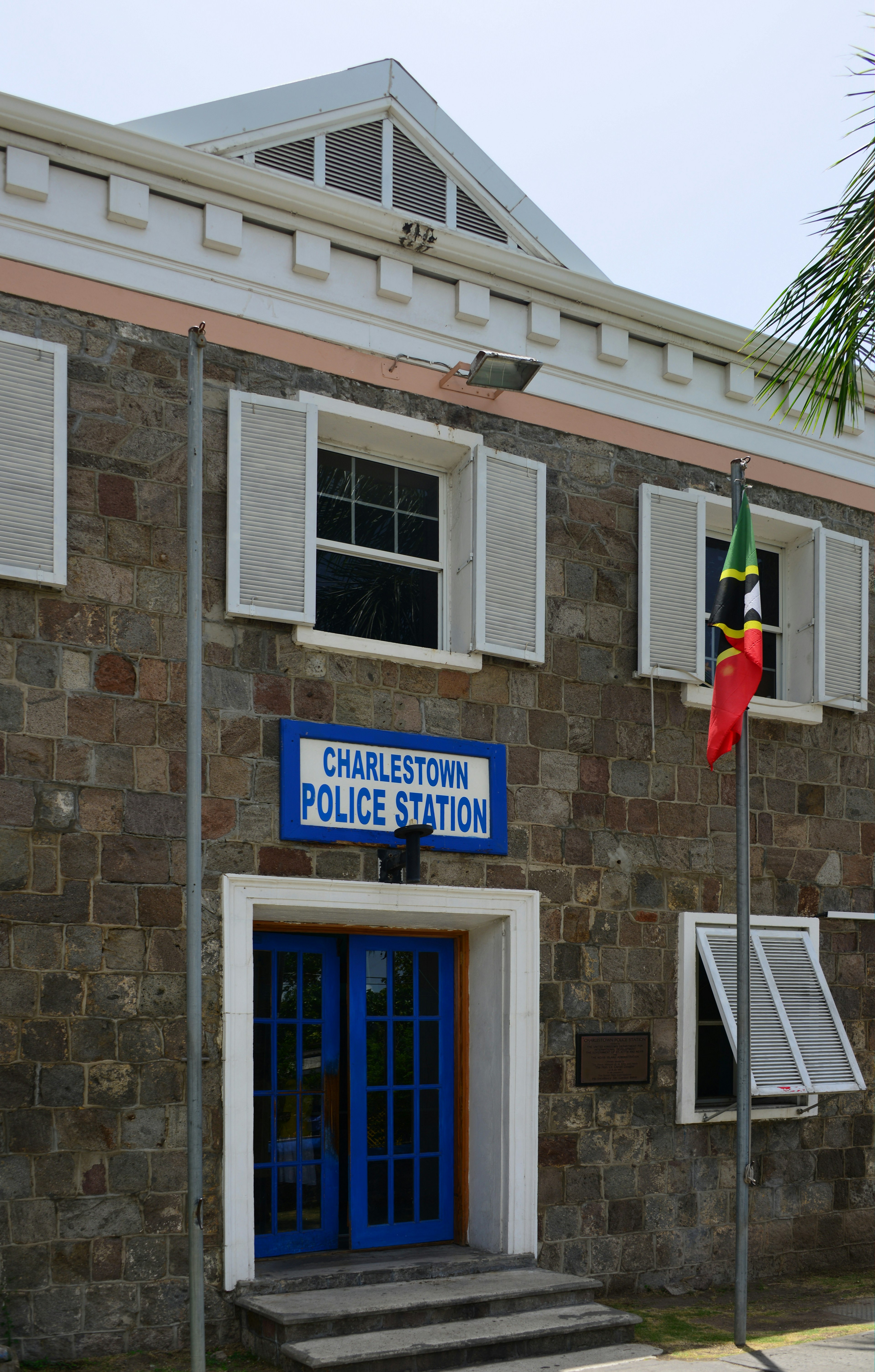 Exterior view of the Charlestown Police Station in Nevis.