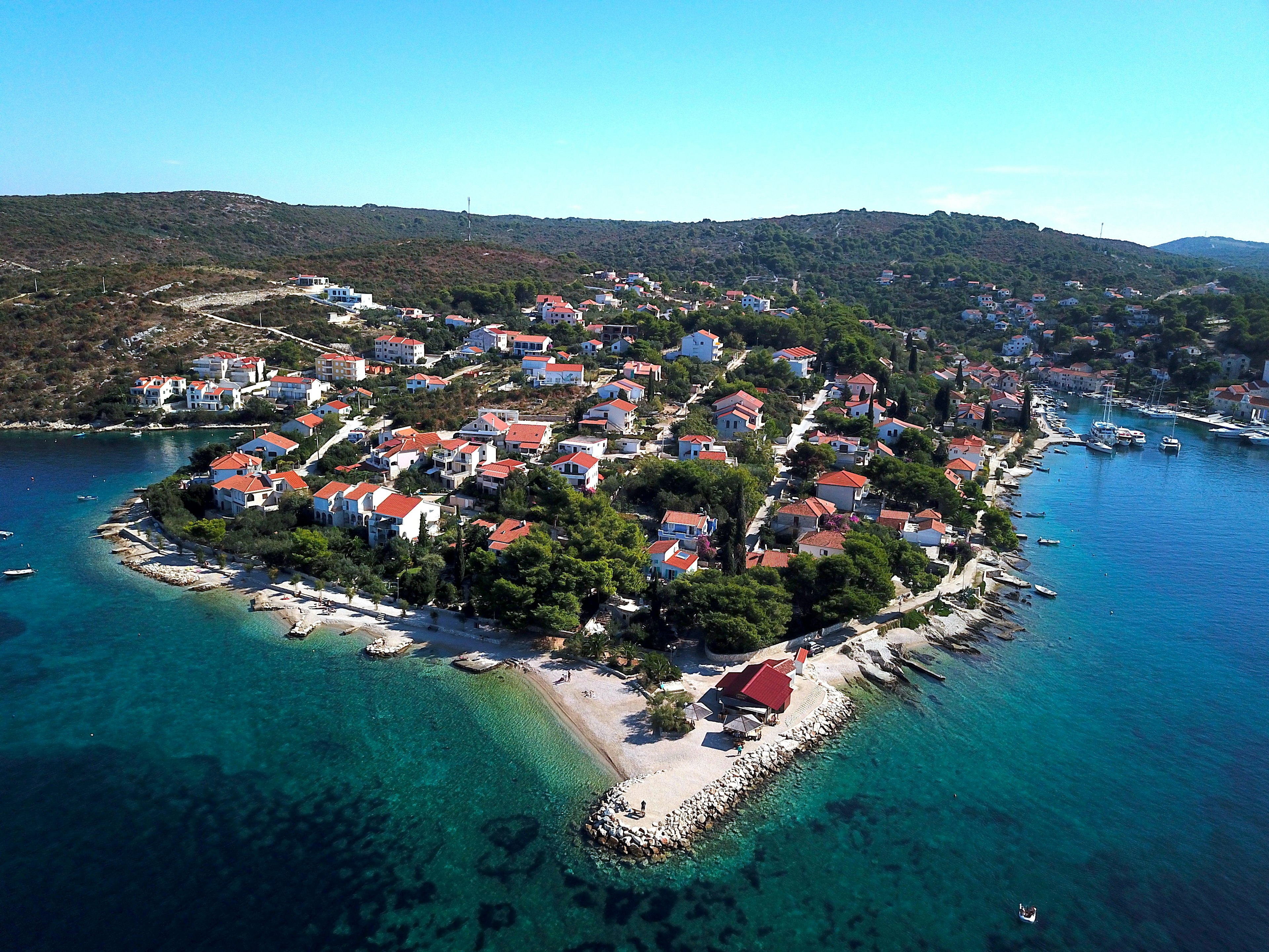 The peaceful harbour of Maslinica on the island of ŠǱٲ, Croatia