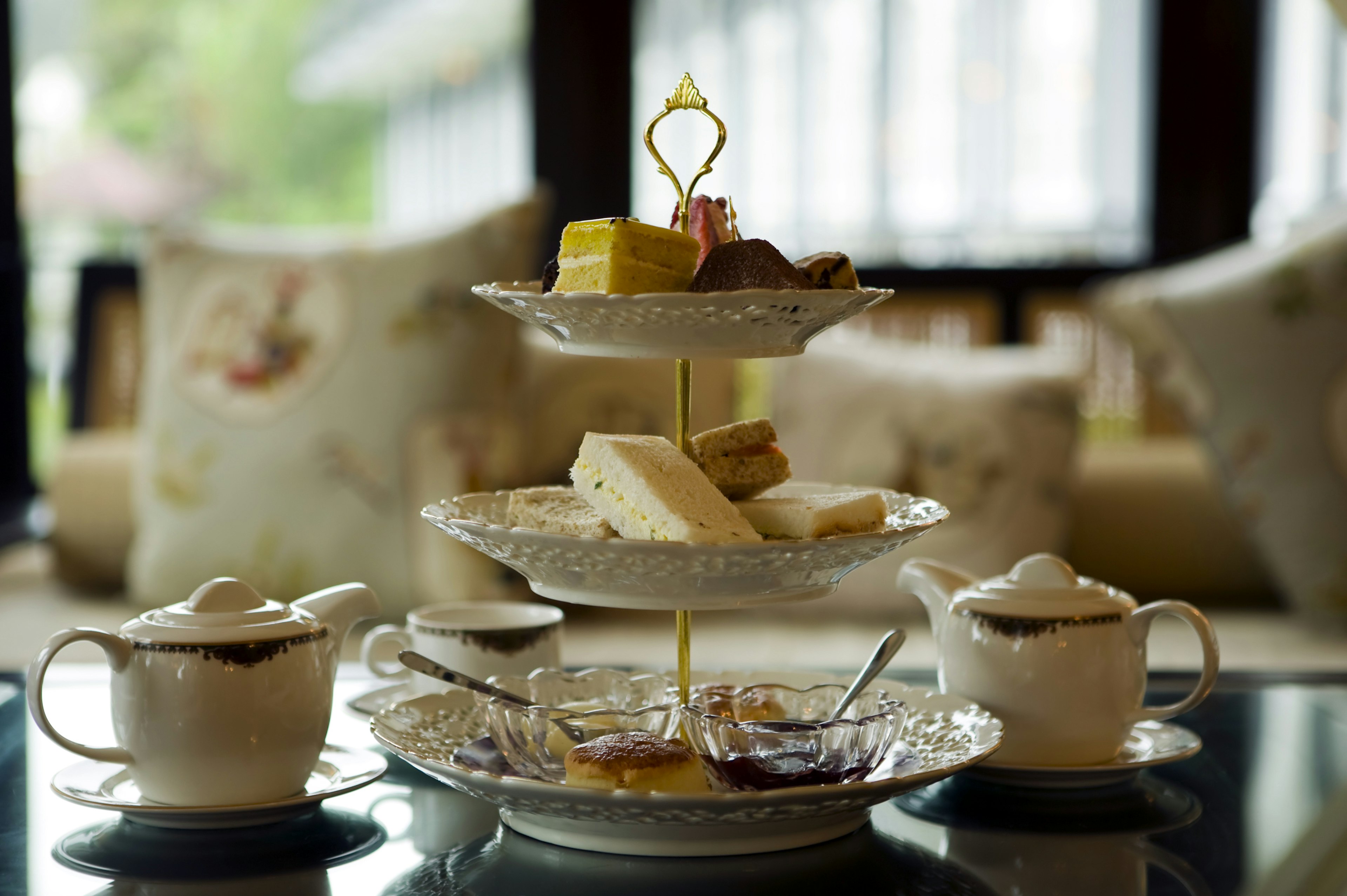 Afternoon tea in High Tea room, Cameron Highlands, Malaysia.