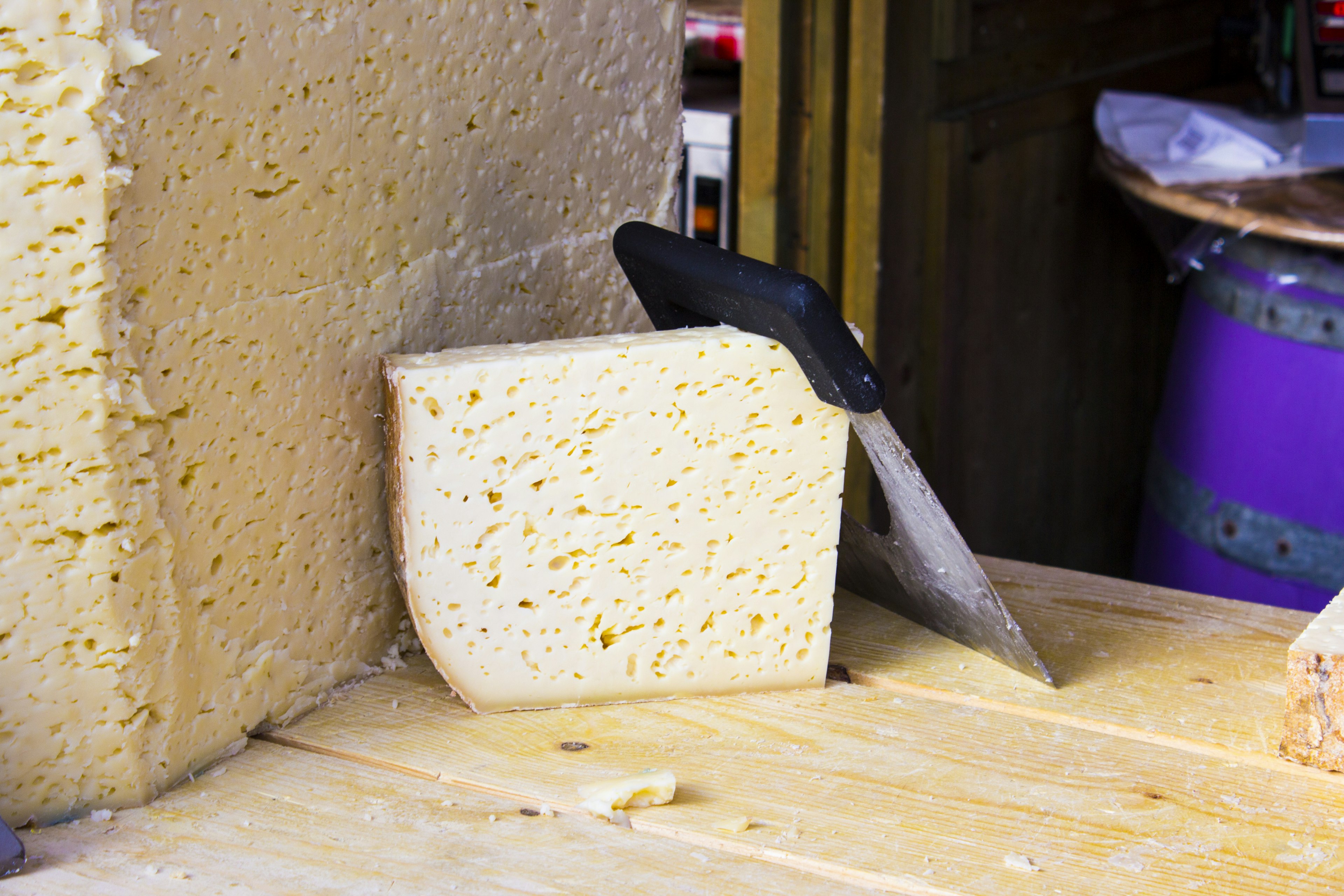 A slice of Trentino style cheese.