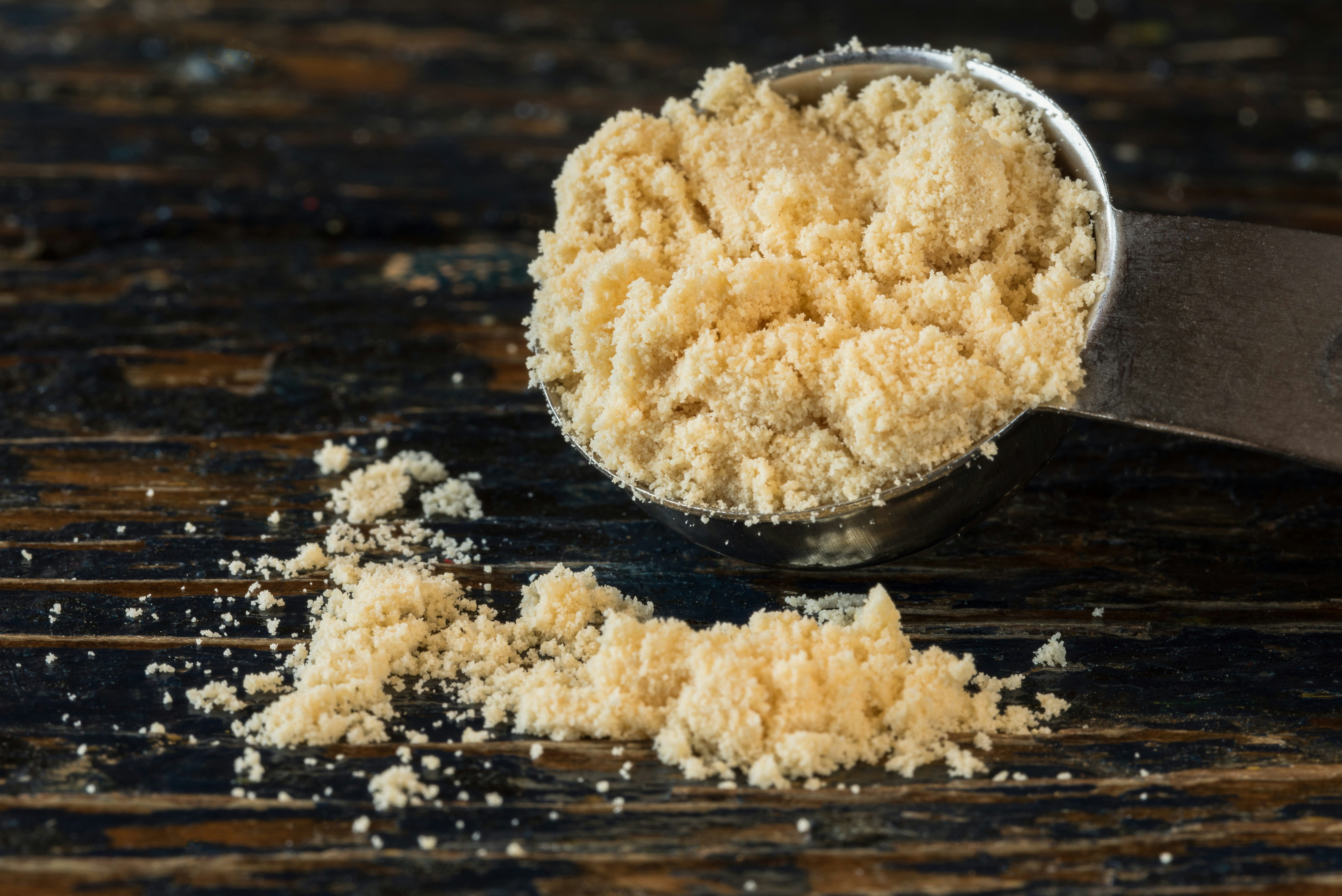 Close-up of couscous over a wooden table