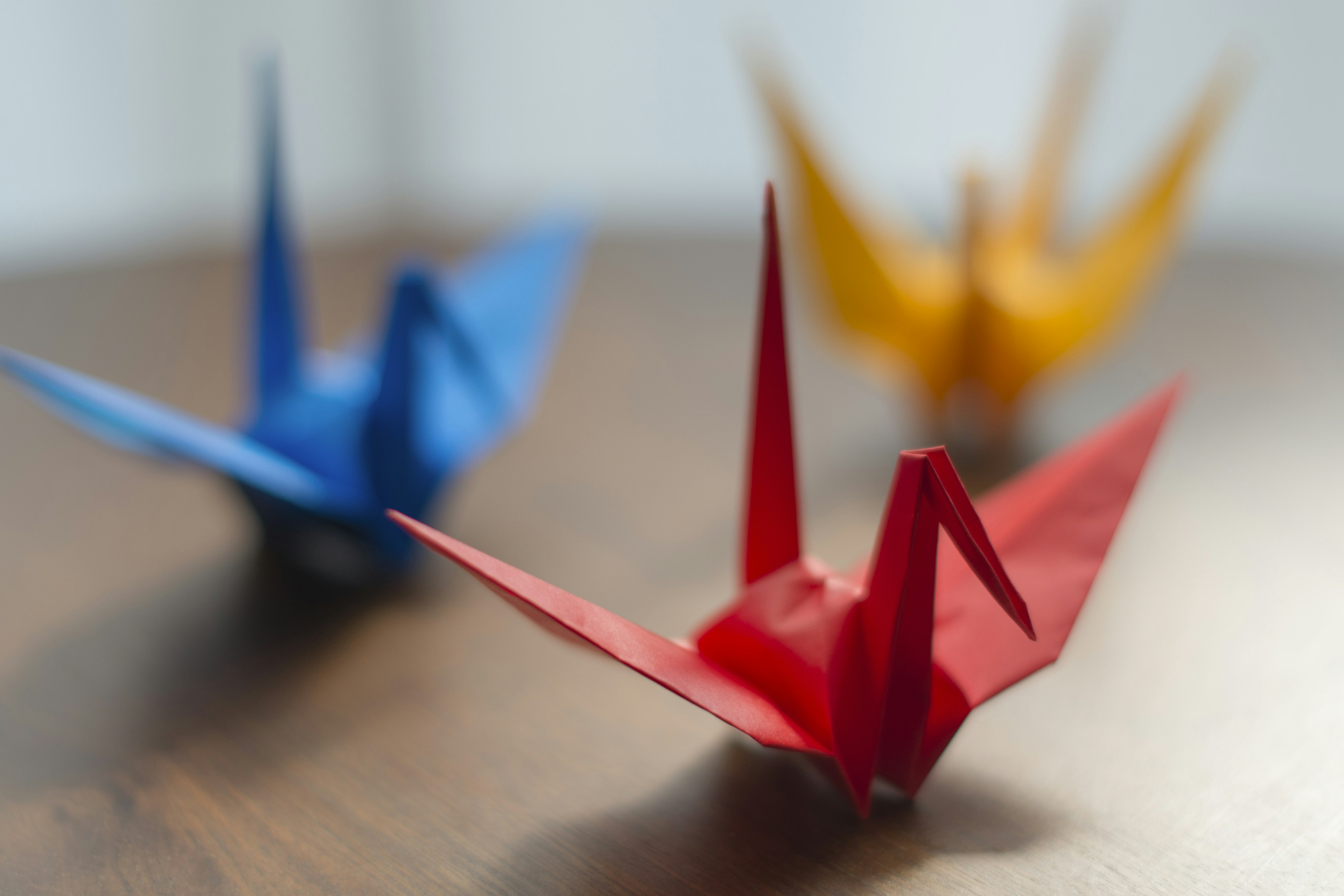 Close-up of orizuru (paper crane), made from a origami paper.