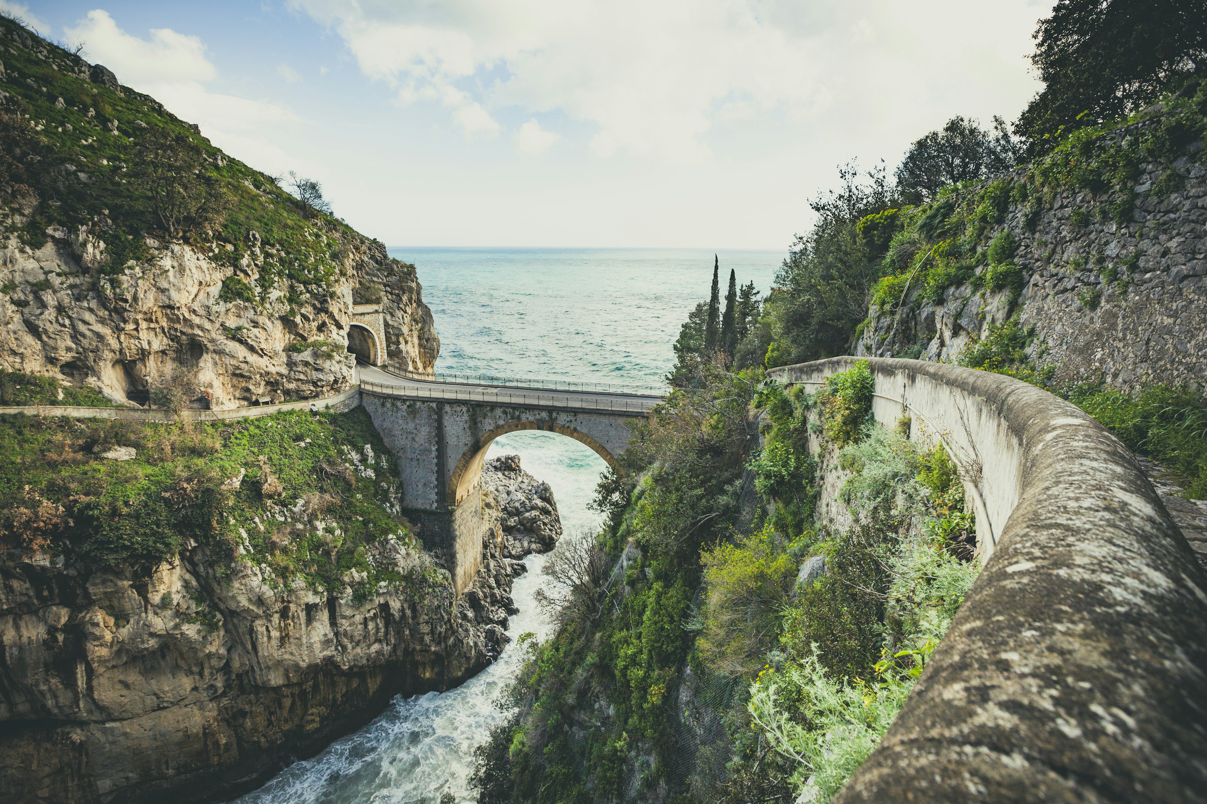 The sea passing under the bridge of Furore