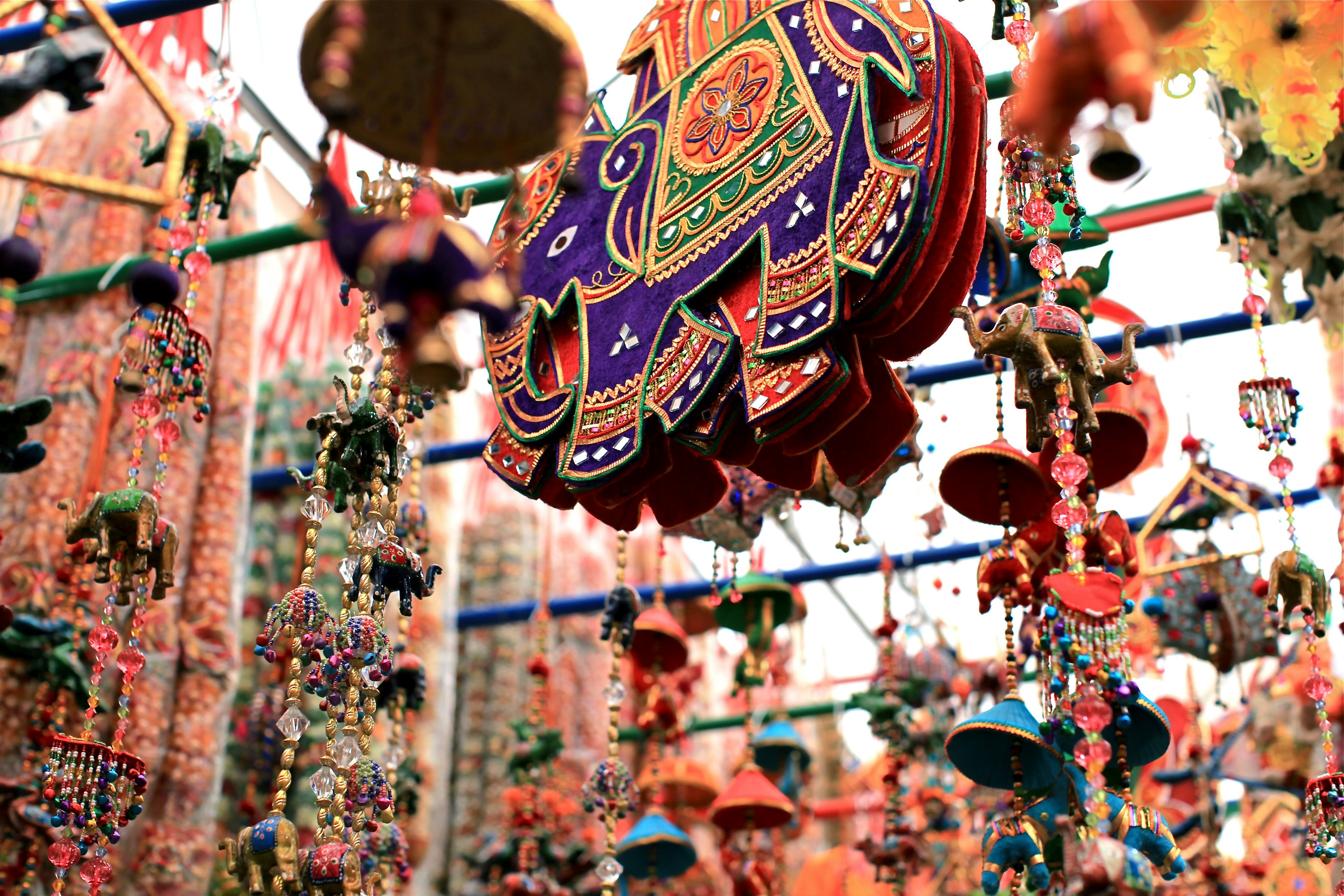 Elephant themed items on display at Deepavali Market in Little India.