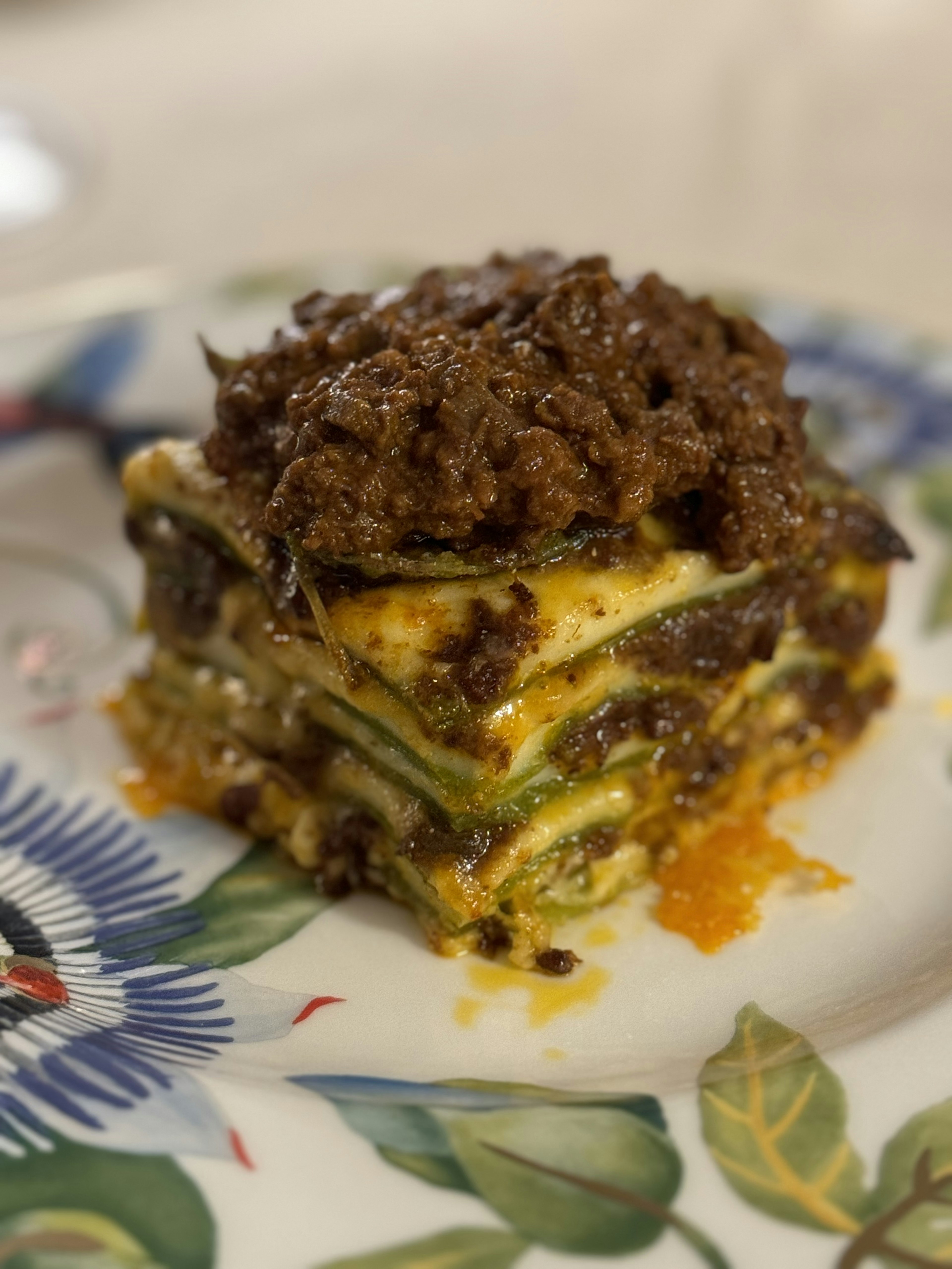 Close up of lasagne at Al Cambio in Bologna