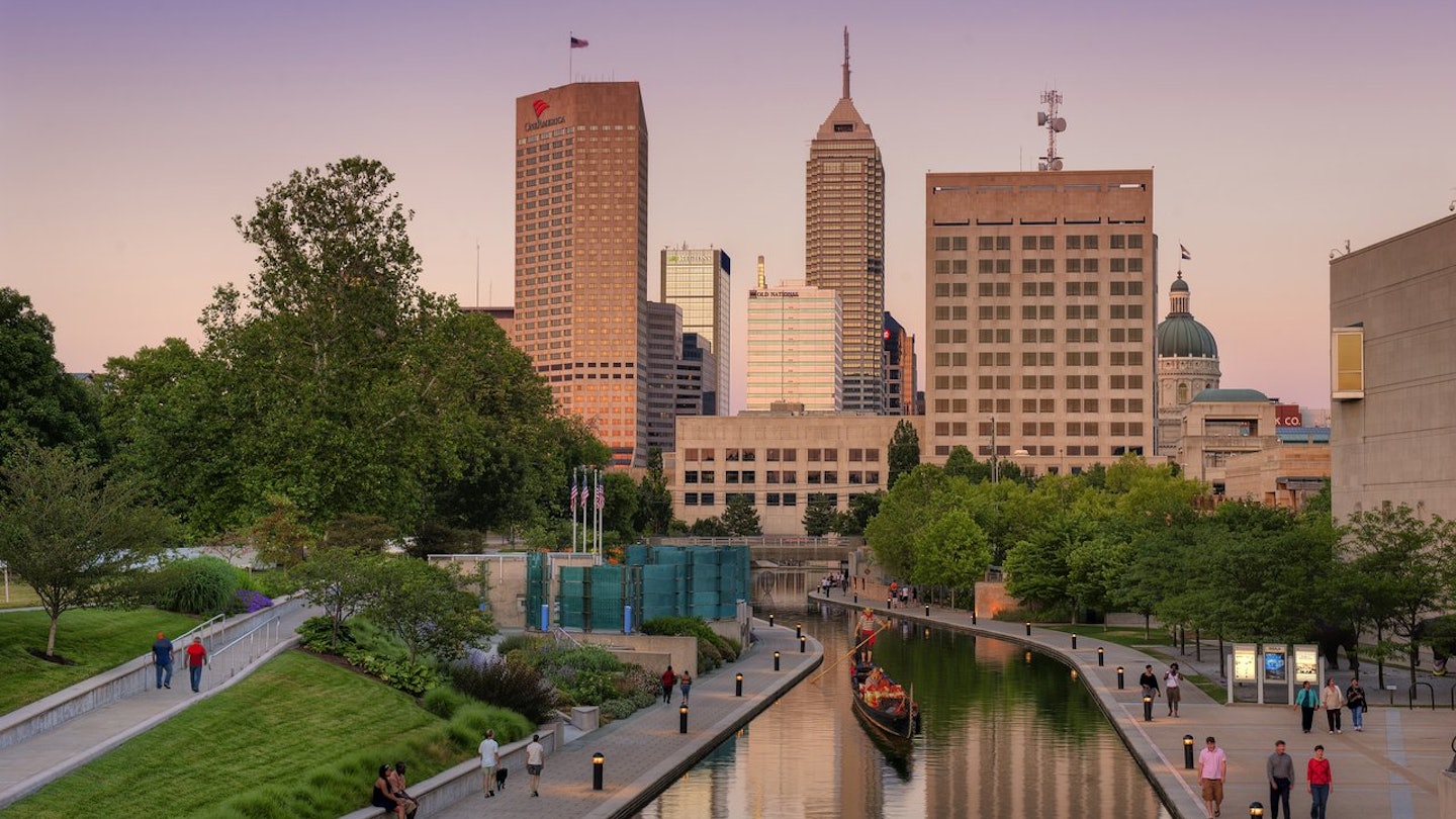 Indianapolis skyline over the Central Canal