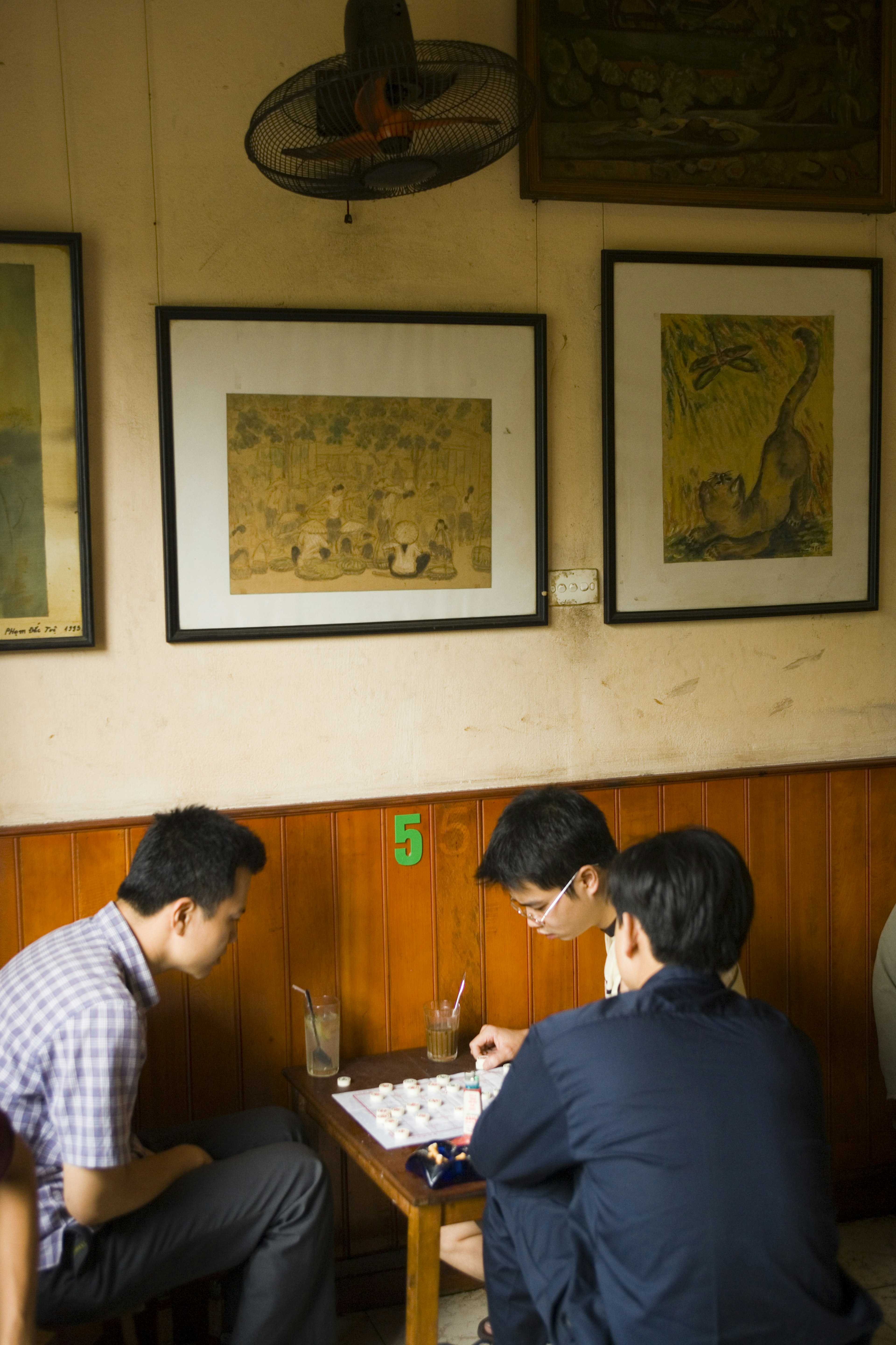 Chinese checkers game in a cafe in Hanoi.