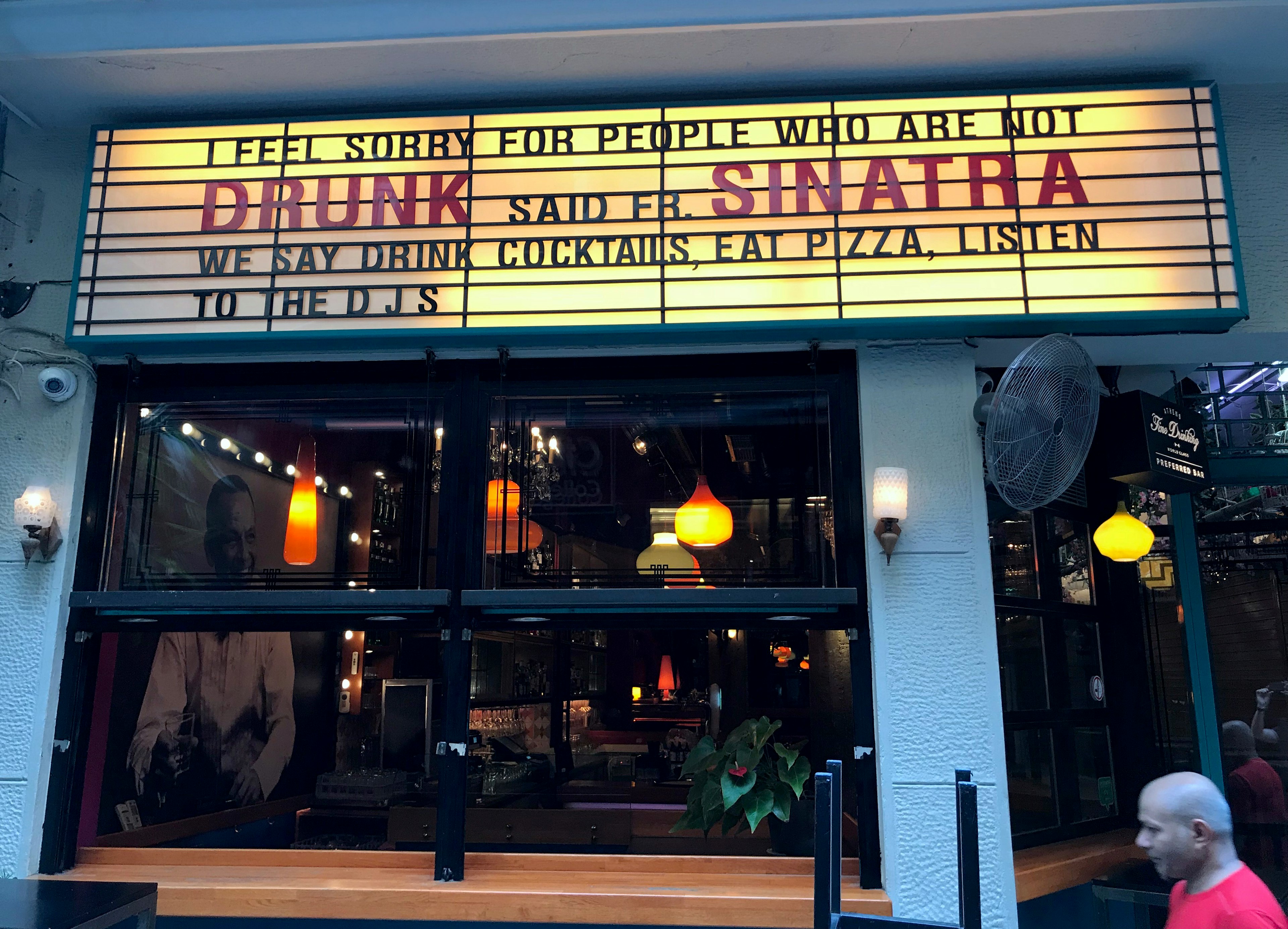 Entrance to Drunk Sinatra cocktail bar in Syntagma neighbourhood.