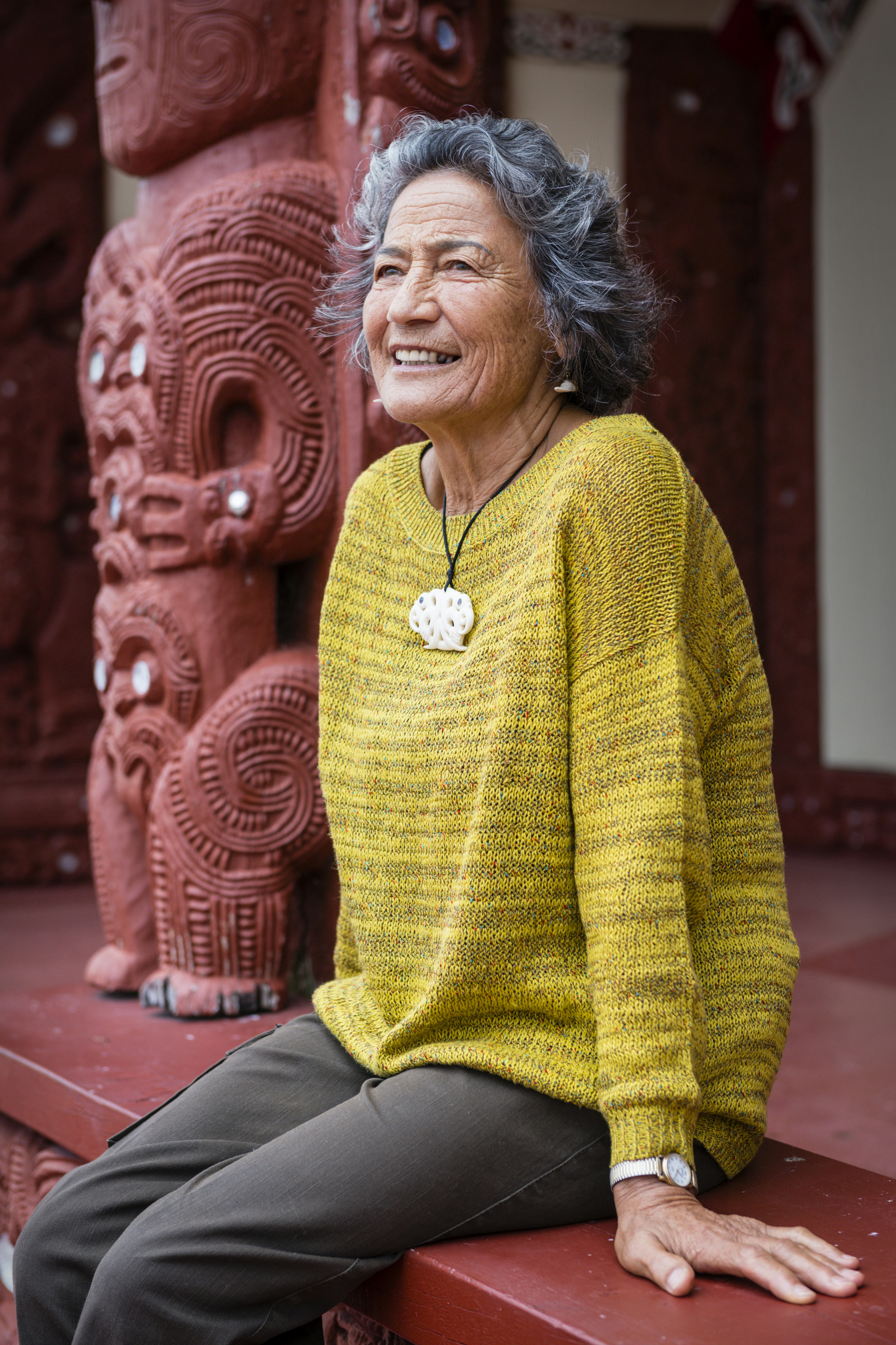 Maori elder at historic settlement of Ohinemutu, Rotorua, North Island, New Zealand