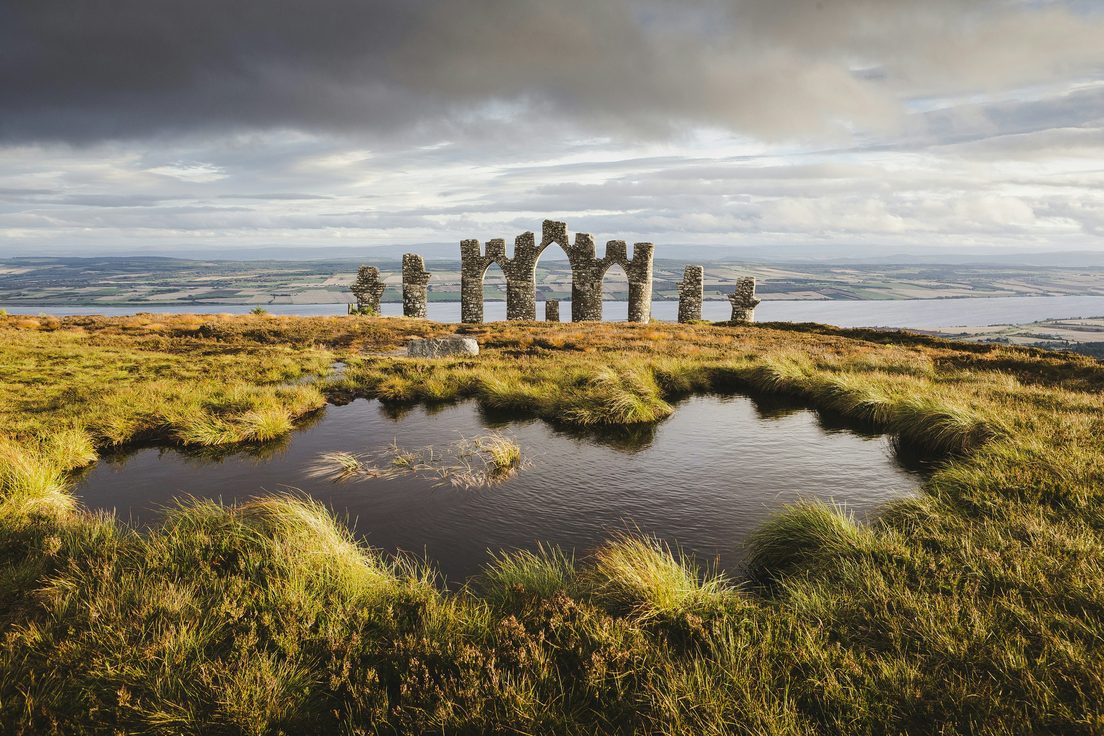 The 18th-century Fyrish Monument stands on a hill above Evanton