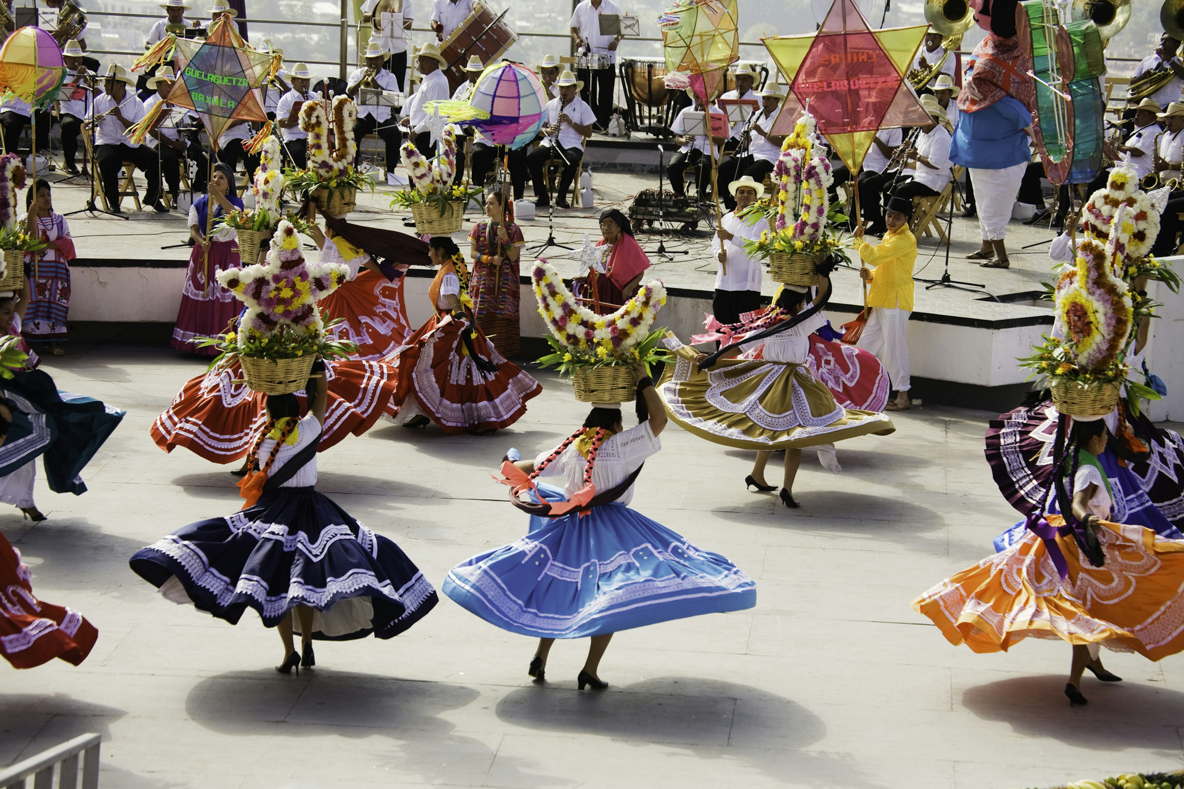 Regional dancers perform at the Guelaguetza festival in Zaachila, Oaxaca, Mexico