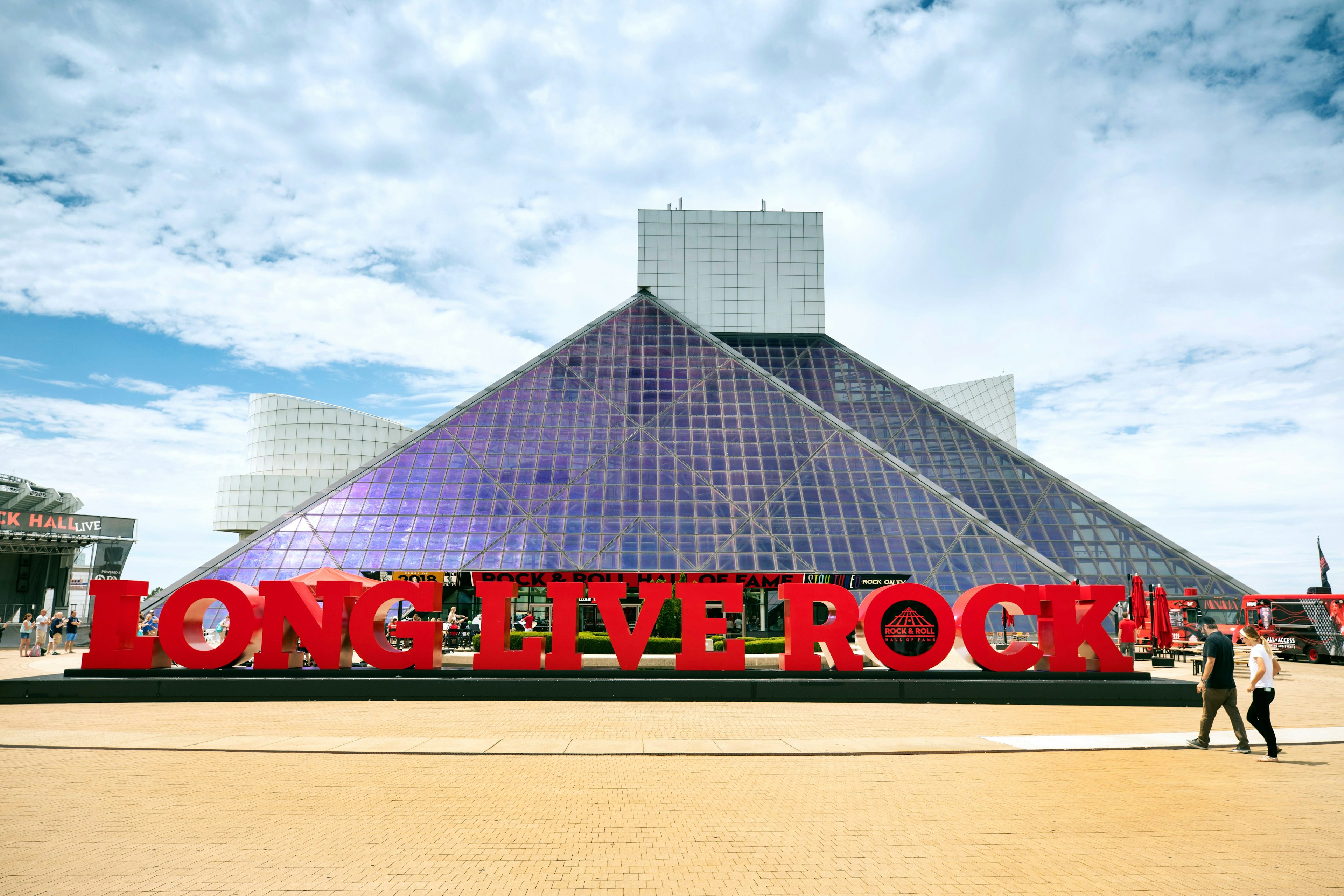 Exterior of the Rock and Roll Hall of Fame in Cleveland Ohio USA