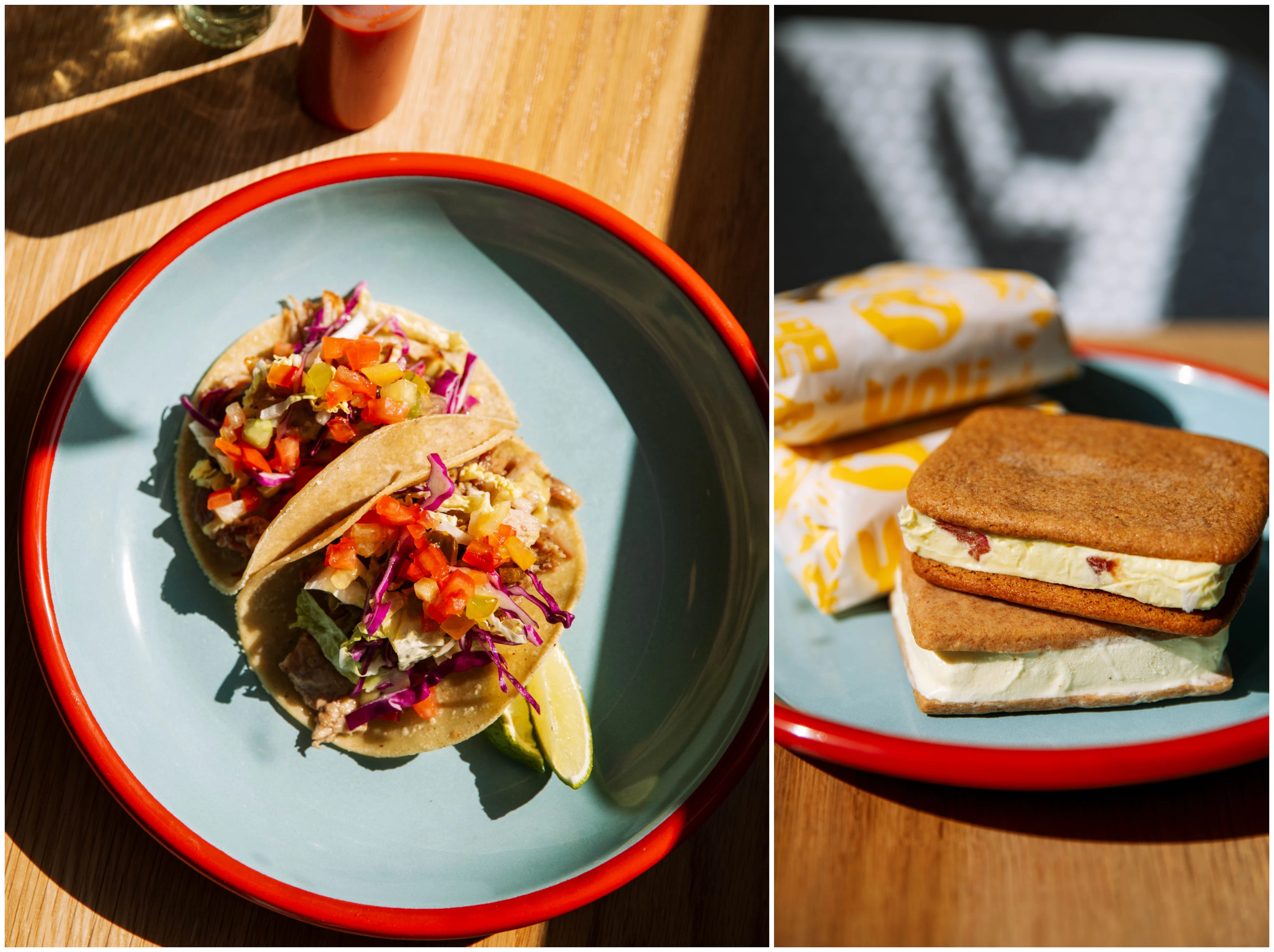 Такос и мороженое в булочках