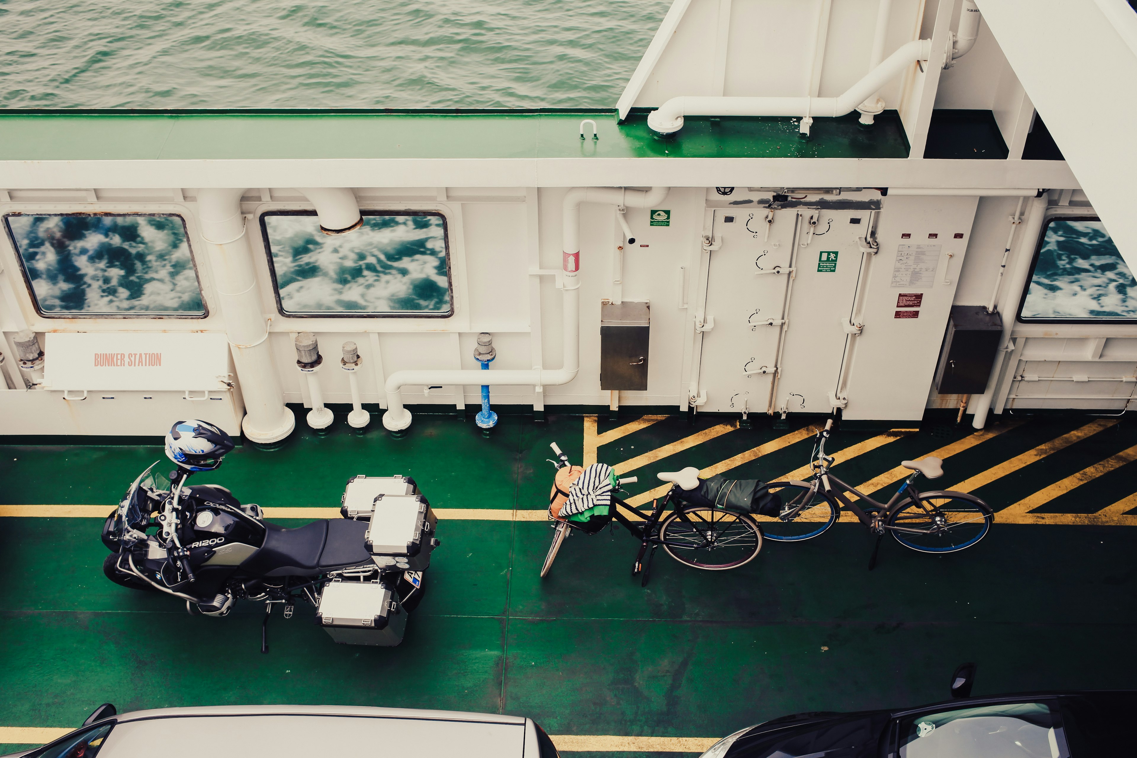 Bikes parked on a ferry in Denmark