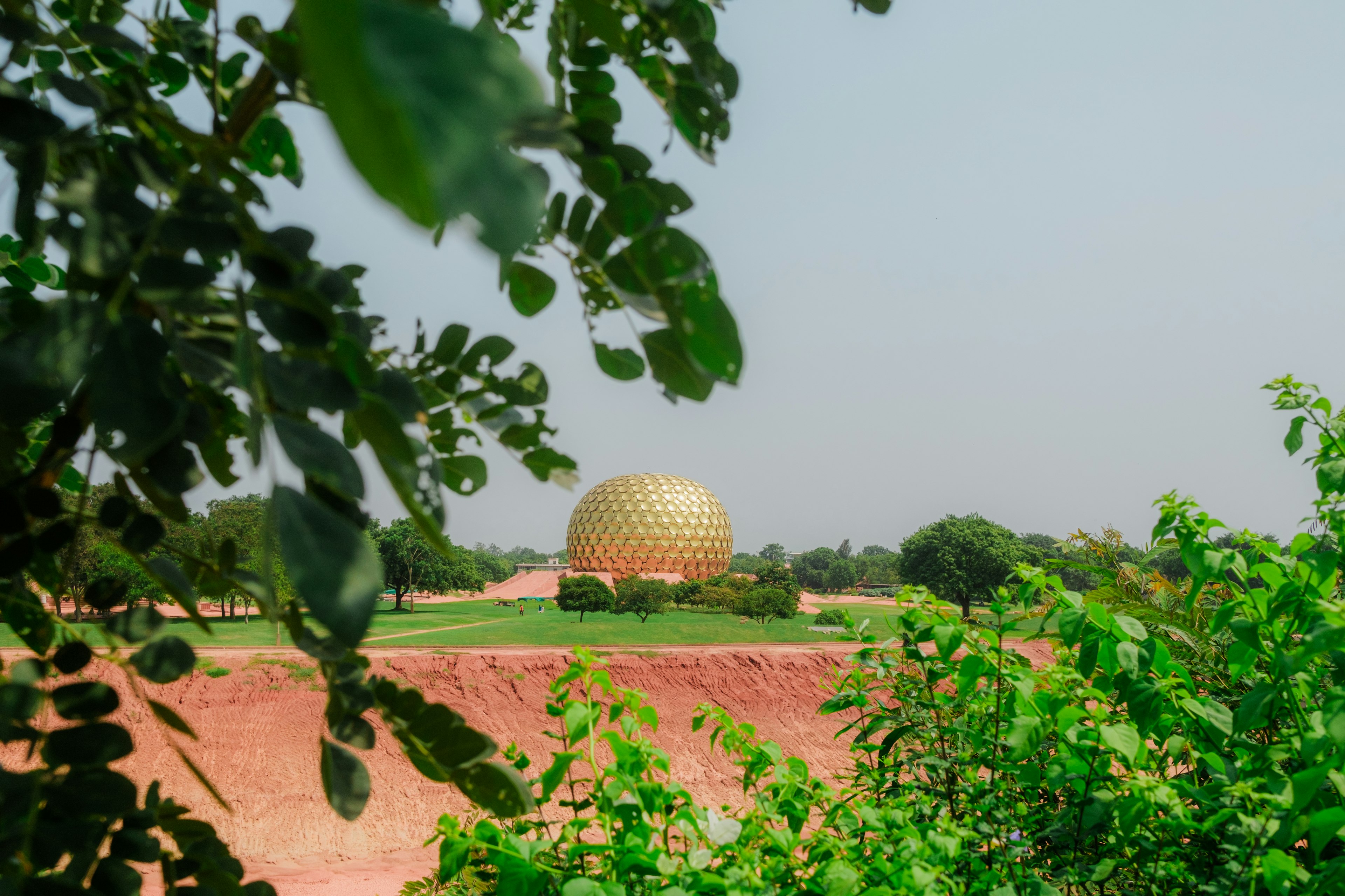 Matrimandir, an edifice of spiritual significance for practitioners of yoga, situated at the center of Auroville, Puducherry, India