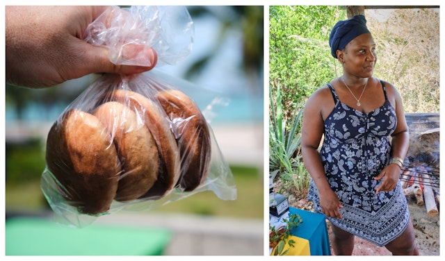 Left: Guava bread from Olive’s Bakery, Right: herbalist Peggy Johnson. Alexander Howard/Lonely Planet