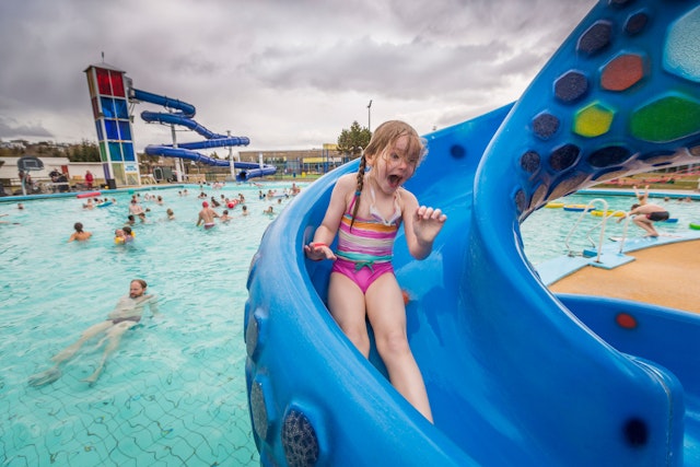 The Laugardalslaug pool complex is a great place for kids to let off steam in Reykjavík. Alamy
