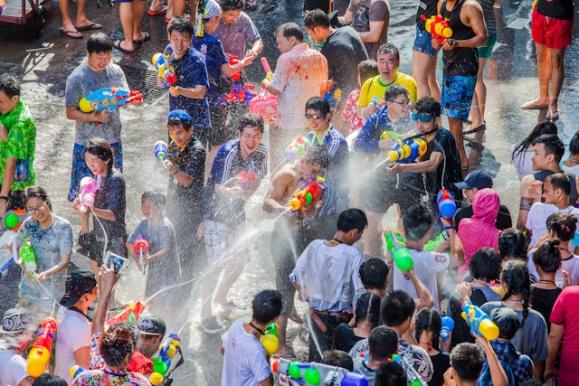 It's water guns not rain that will get you wet during Songkran in April. Shutterstock
