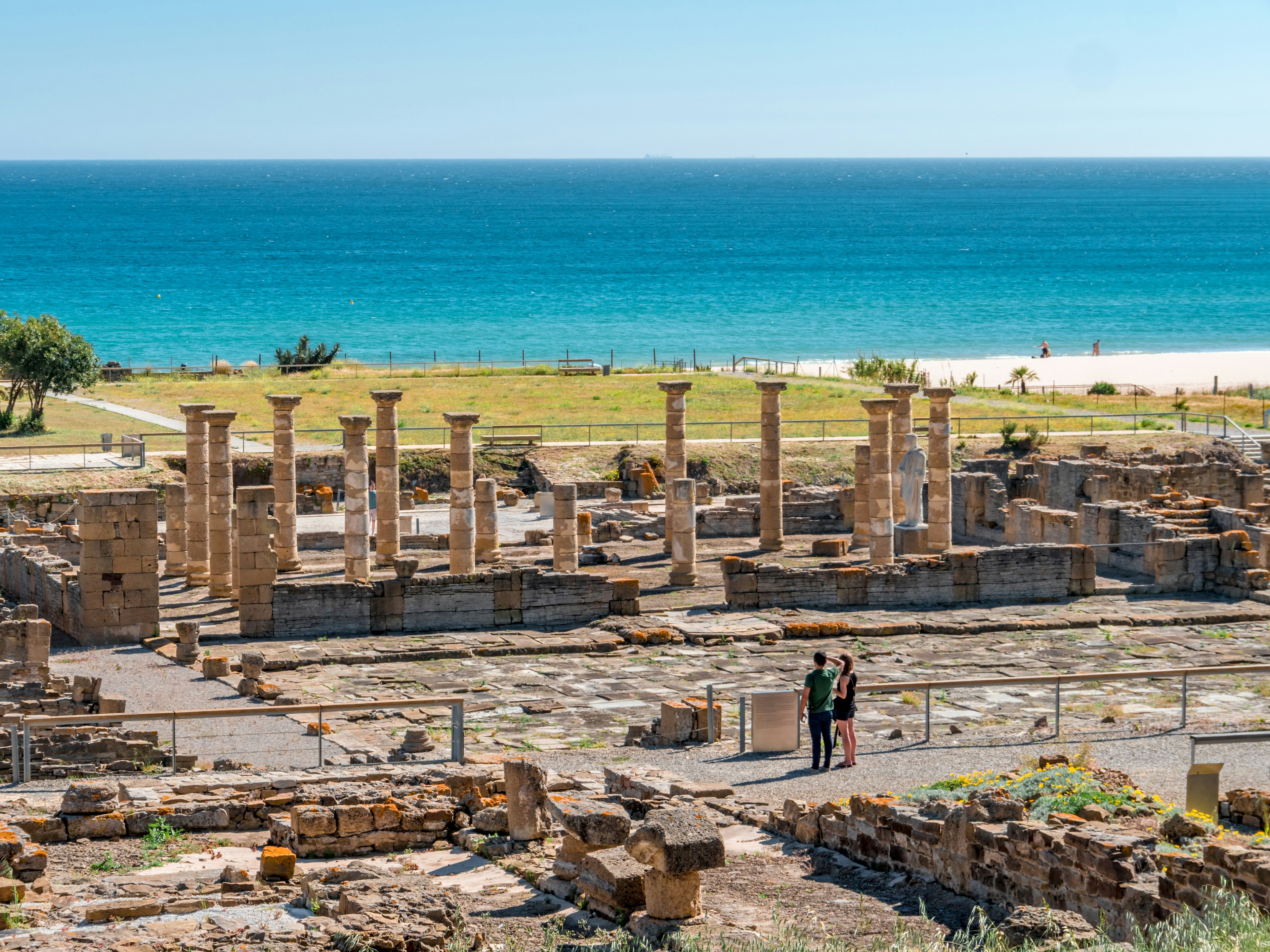 Ancient Romans ruins of Baelo Claudia, next to the beach of Bolonia, near Tarifa in Cadiz in the south of Spain.