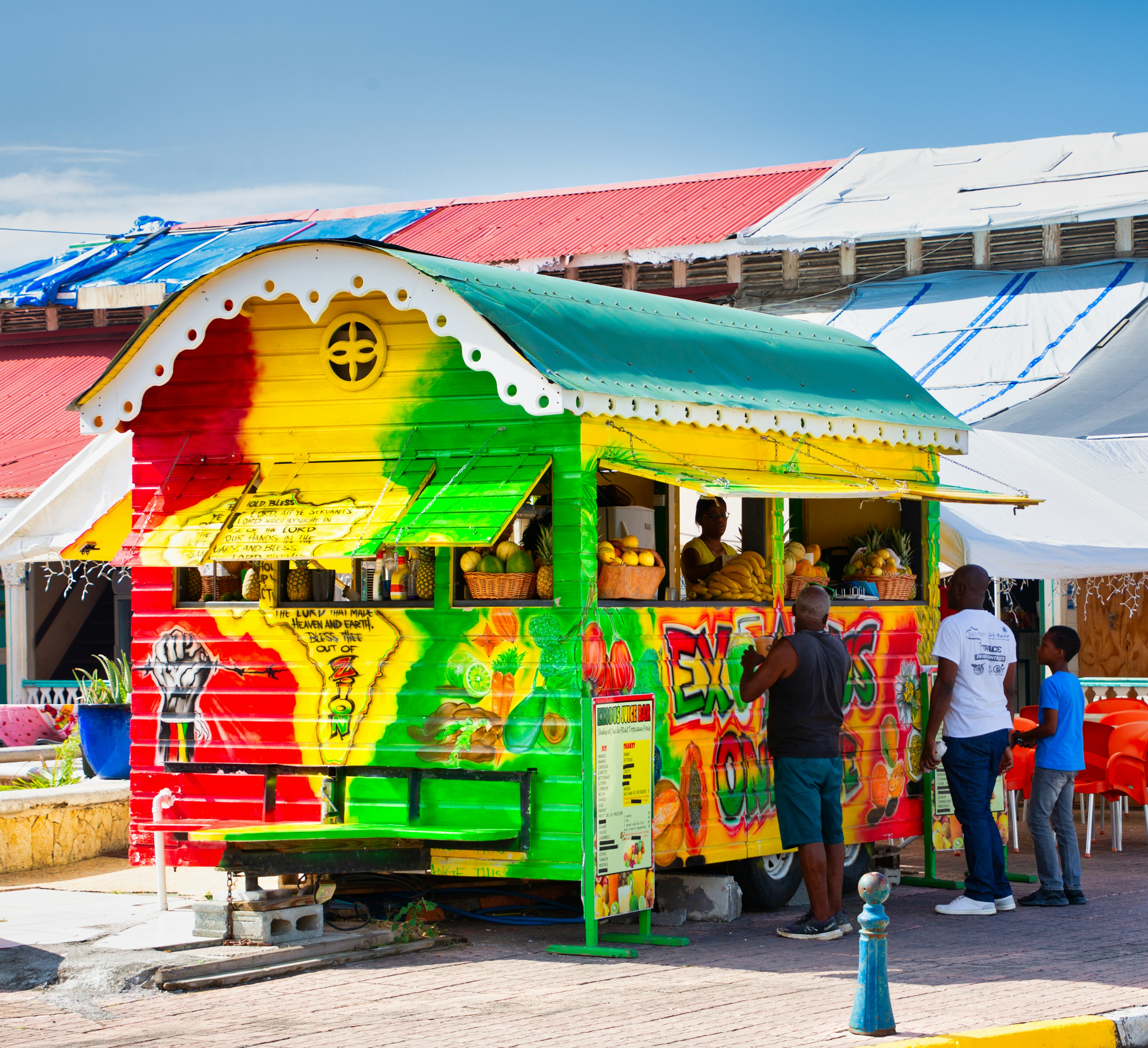 Colorful food truck in Marigot, St Martin, Caribbean