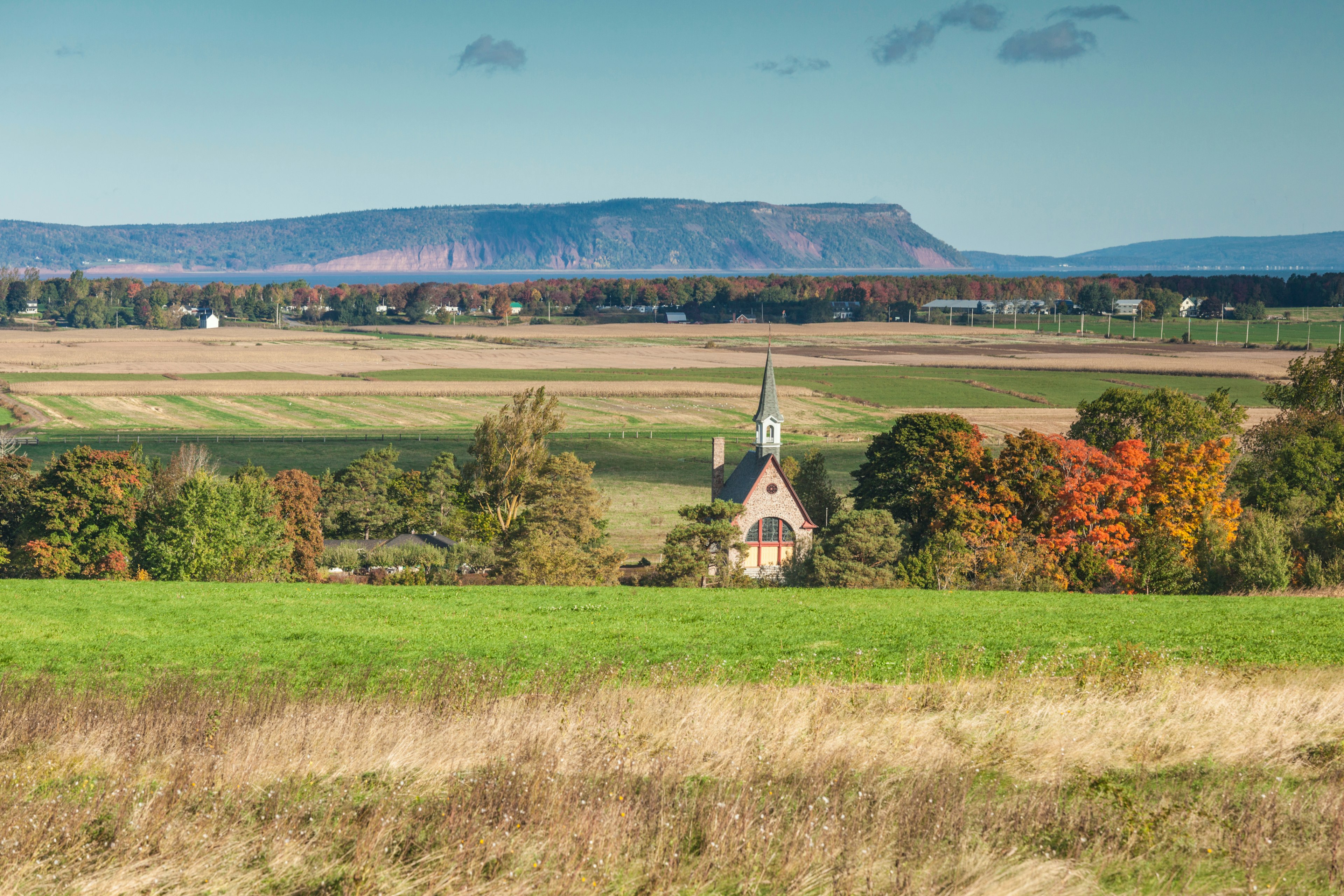 A small church in a coastal arable area