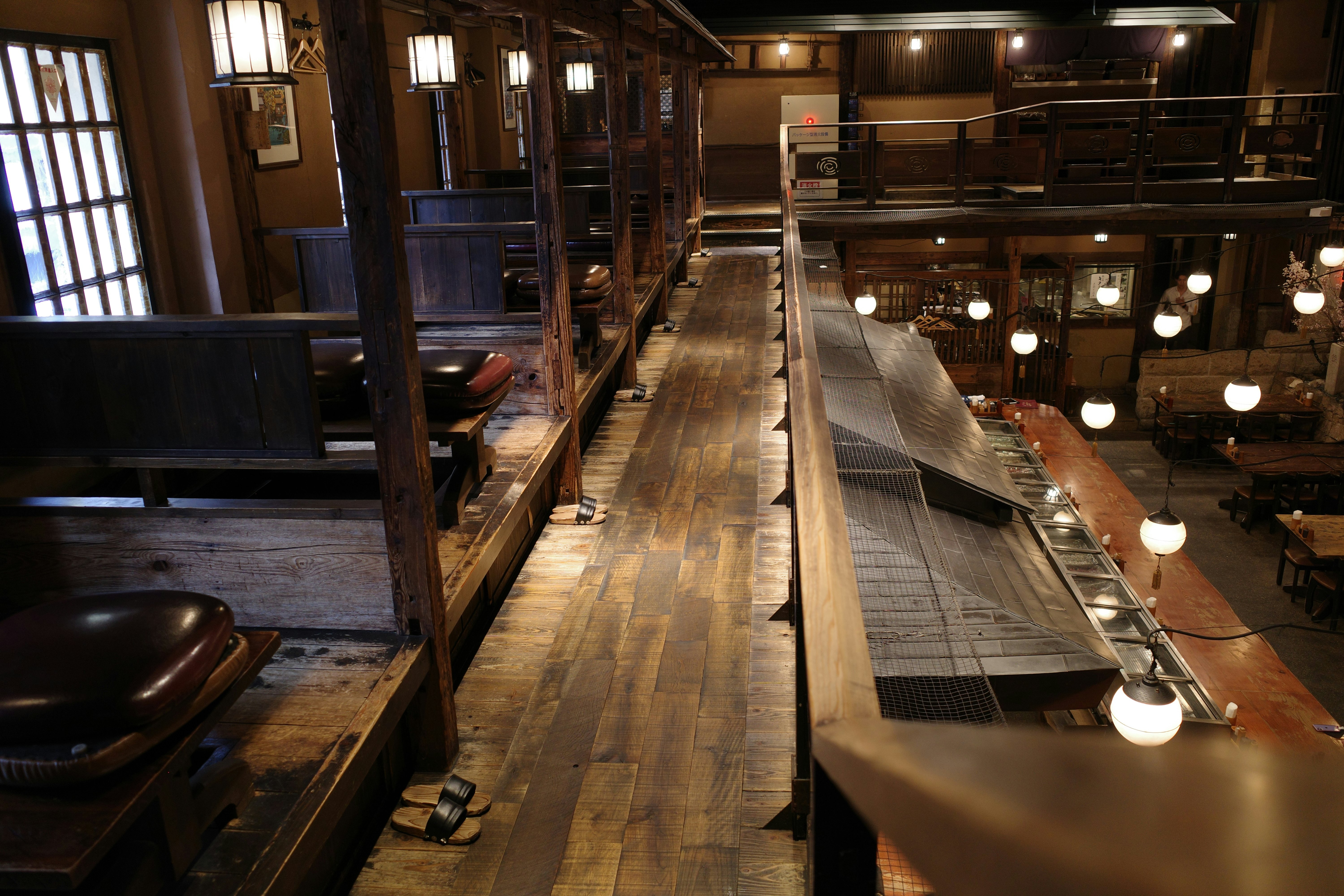 Interior of Gonpachi restaurant in Nishi-Azabu. It was the inspiration for the restaurant set in the movie 'Kill Bill'.