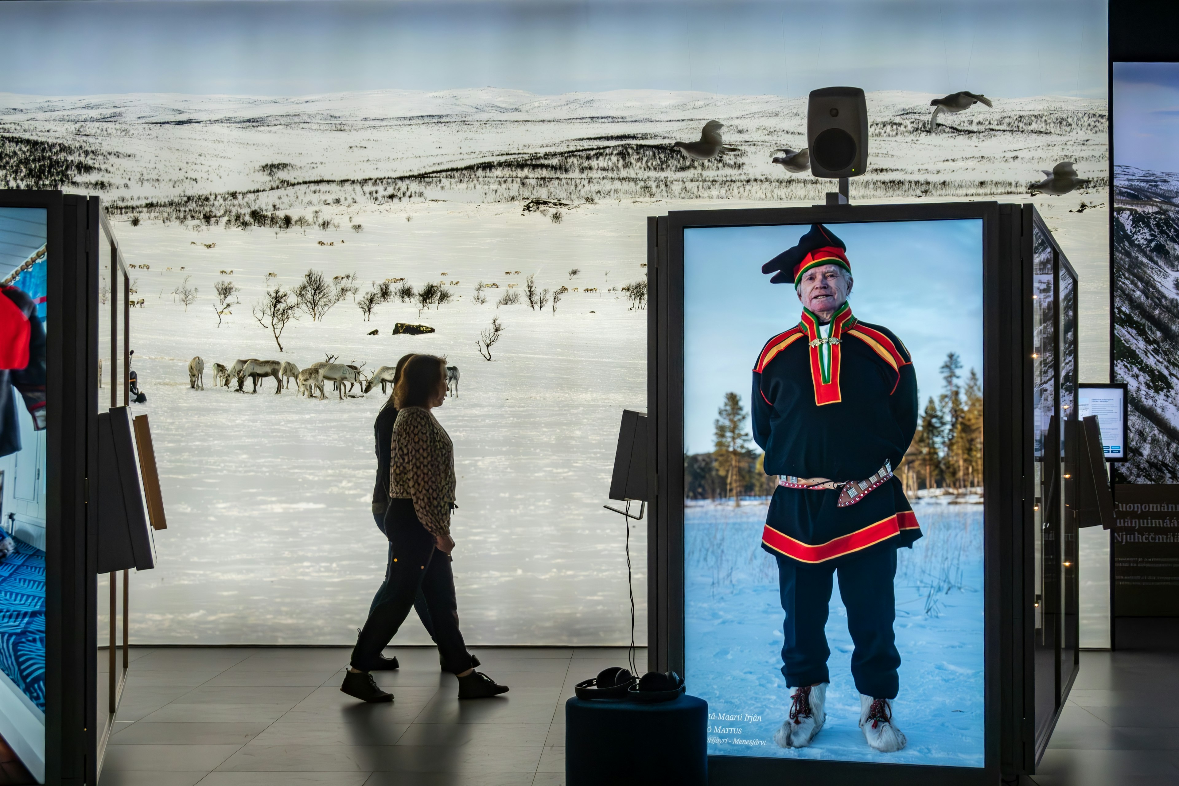 The interior of an exhibition about the Sami life at the Siida Museum, the museum of the Sami people.