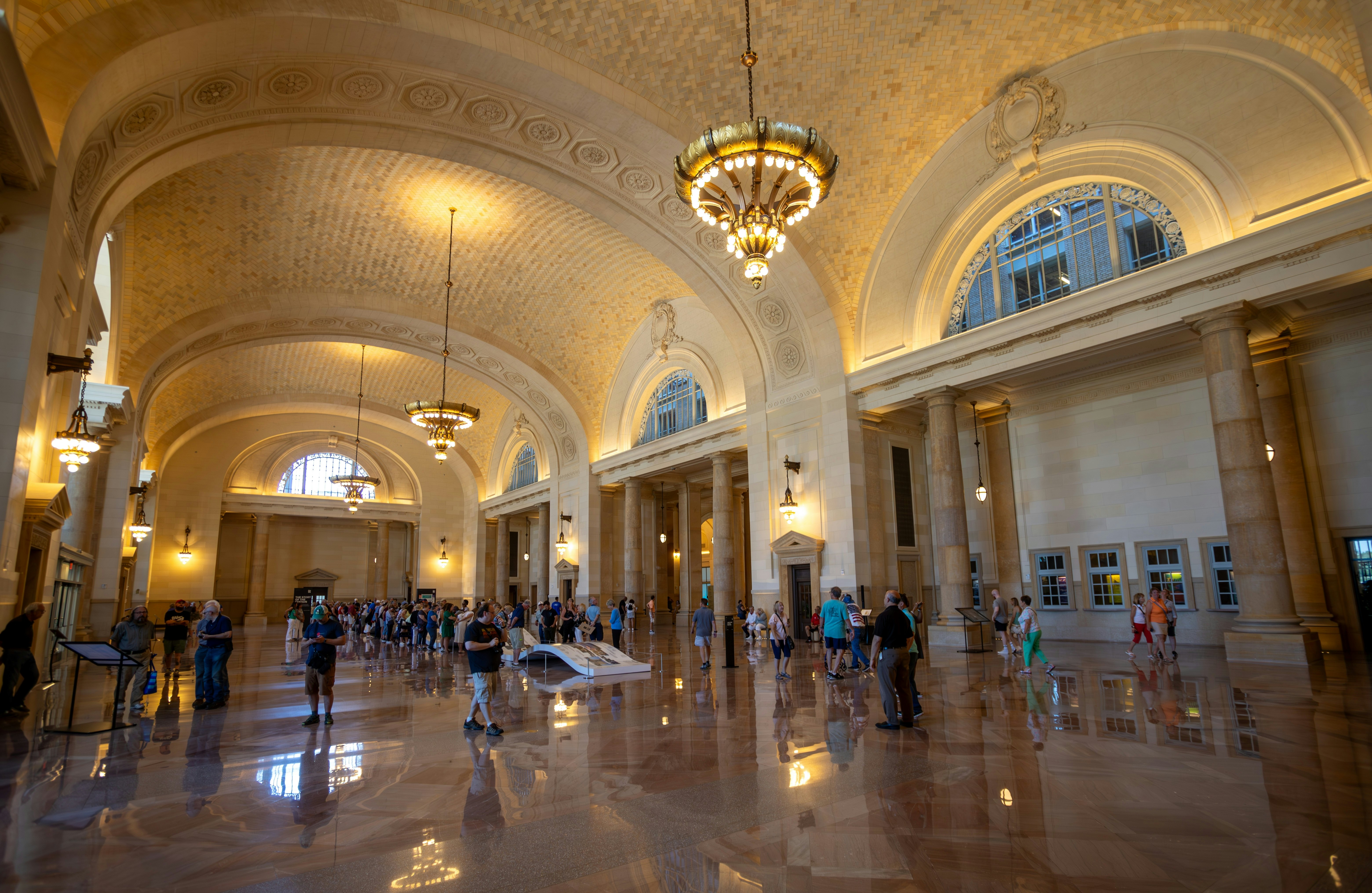 Inside Michigan Central in Detroit, now a Ford hub for mobility and community initiatives. For the first time in 36 years, the public can visit the revitalized building.