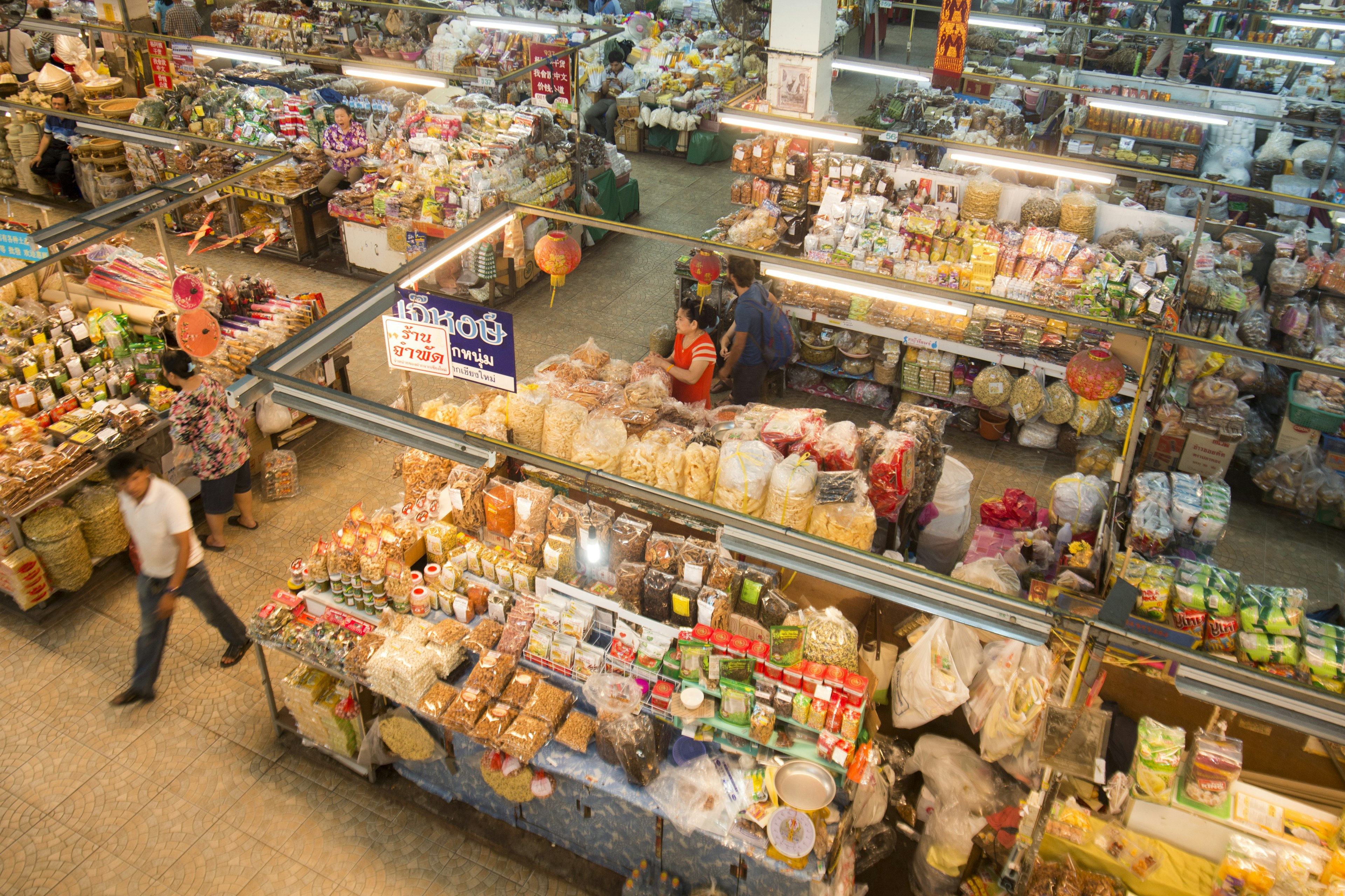 food Stores at the Warorot Market in the city of Chiang Mai in North Thailand in Thailand in southeastasia,