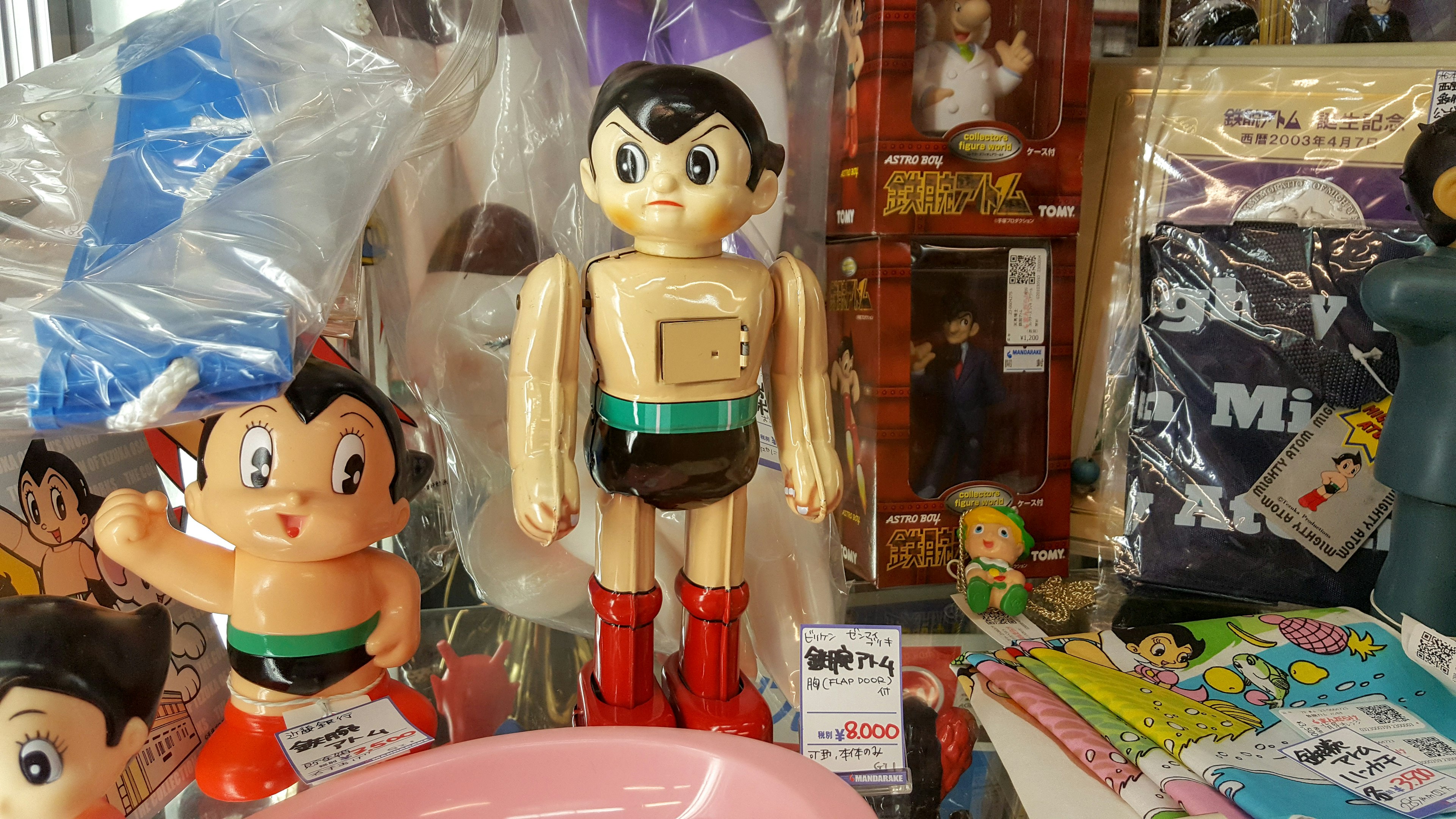 Anime and manga-related collectables on display at a mandarake store in Osaka.