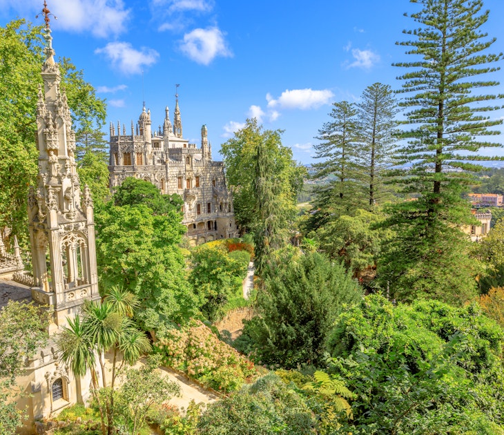 Regaleira Palace and surrounding gardens in the historic centre of Sintra.