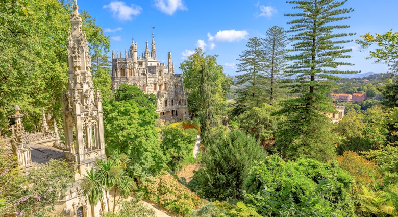 Regaleira Palace and surrounding gardens in the historic centre of Sintra.