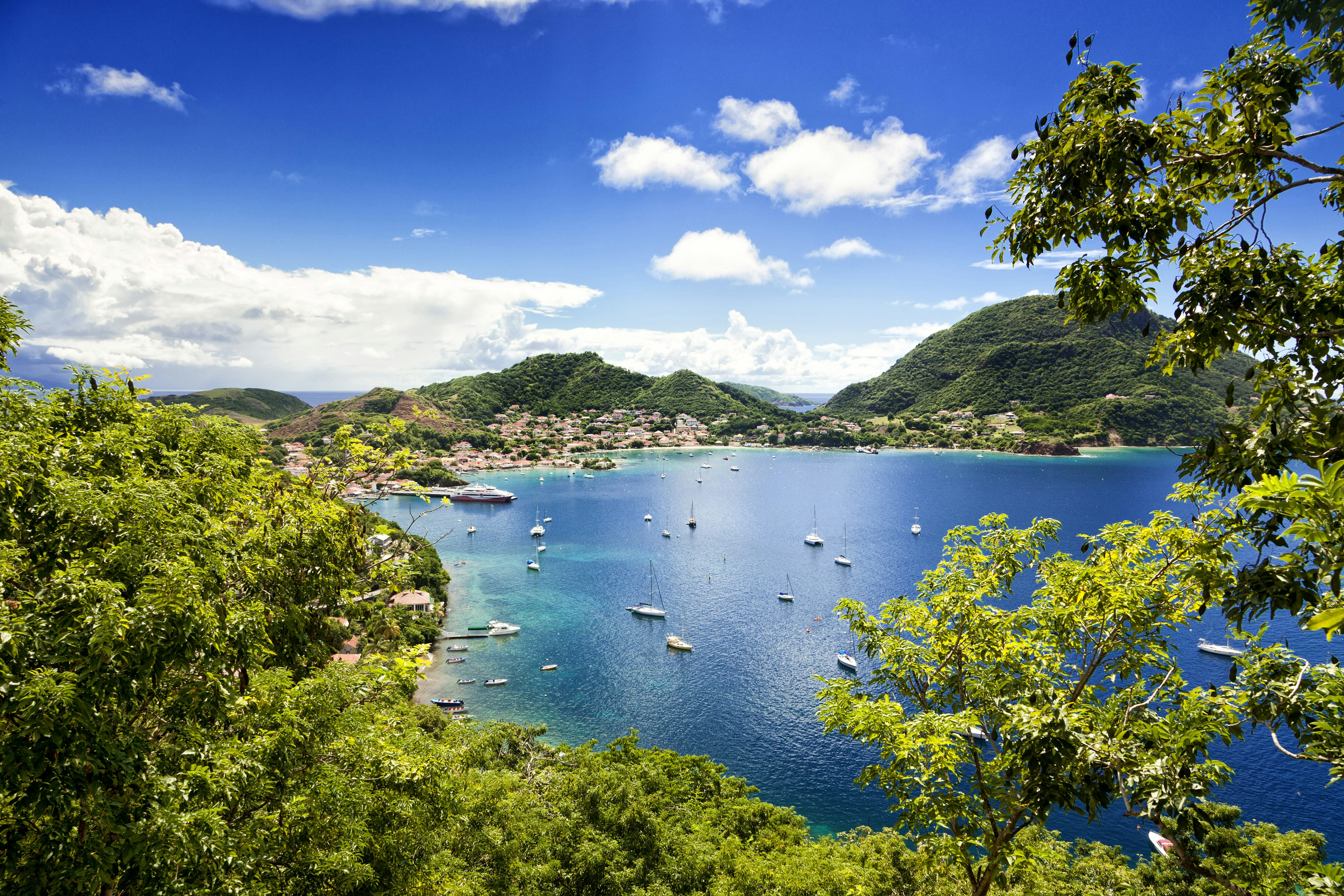 Town and bay of Terre-de-Haut, capital of Les Saintes islands.