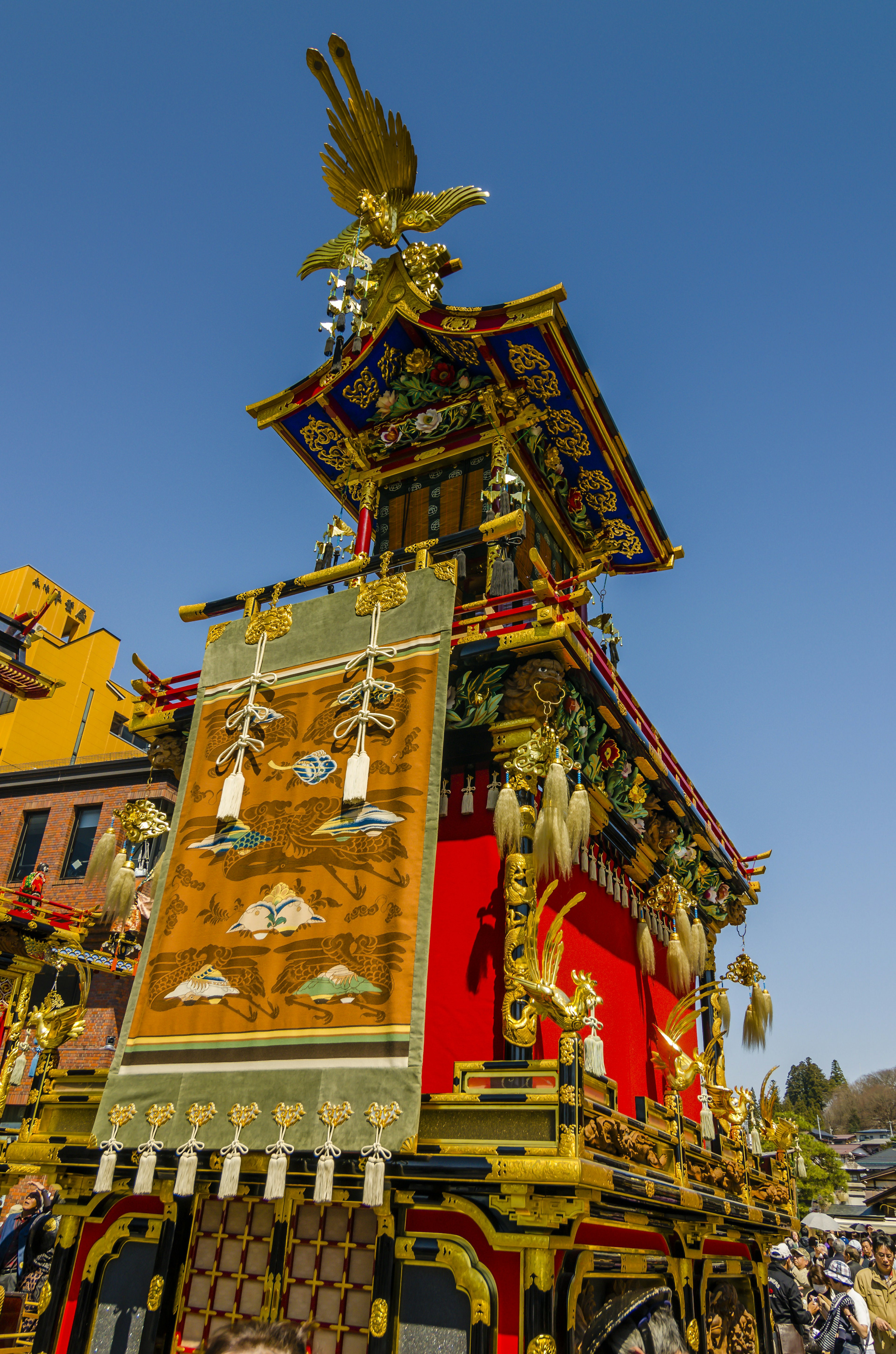 The festival floats (yatai) are displayed in the streets of Takayama.