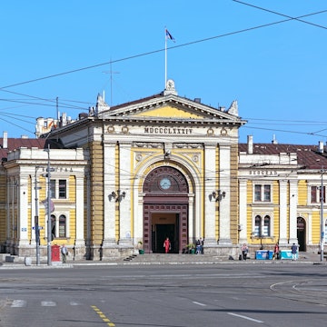 External view of Belgrade’s weathered train station