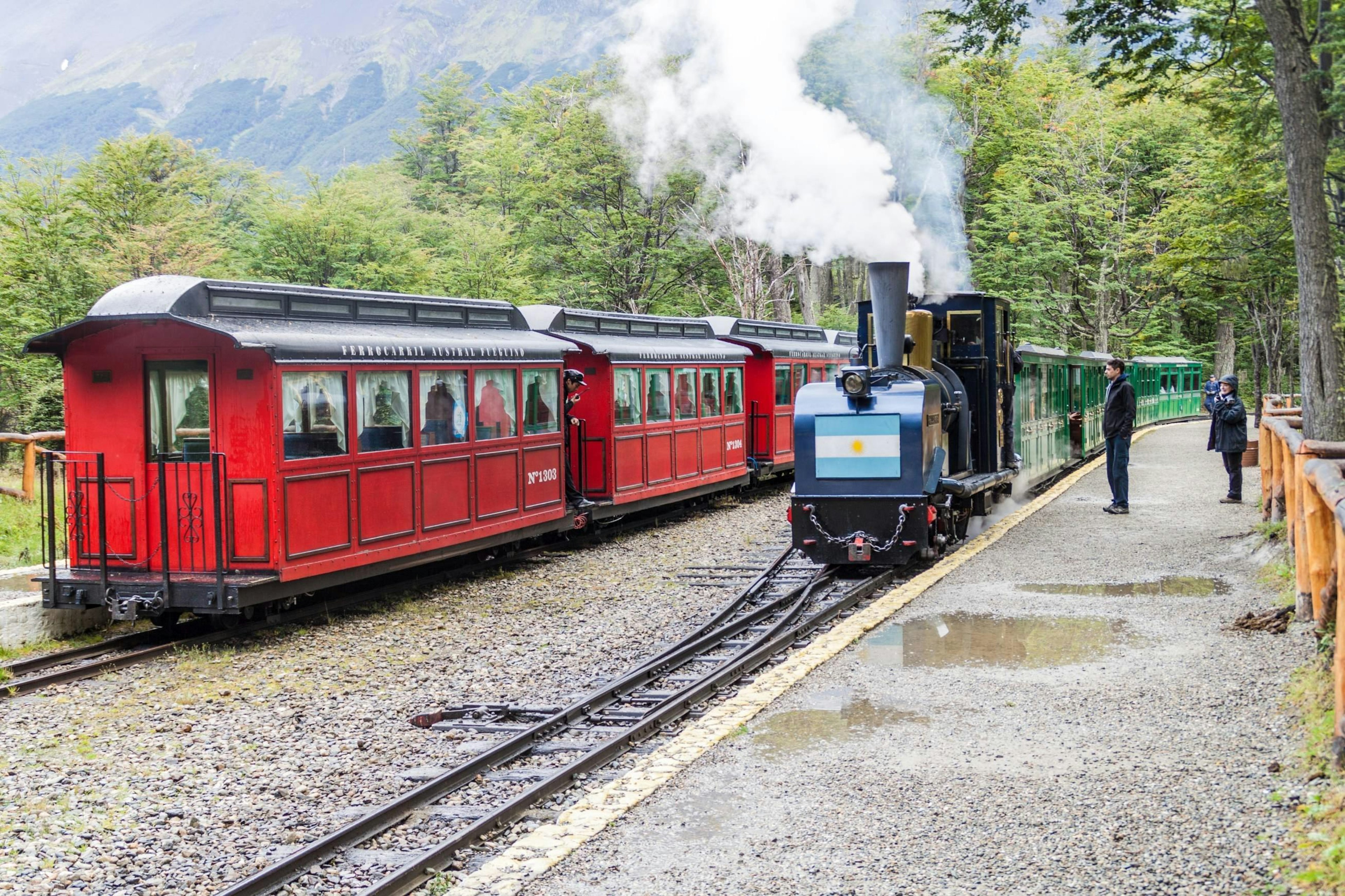 The Tren del Fen de Mundo train at the station in Ushuaia