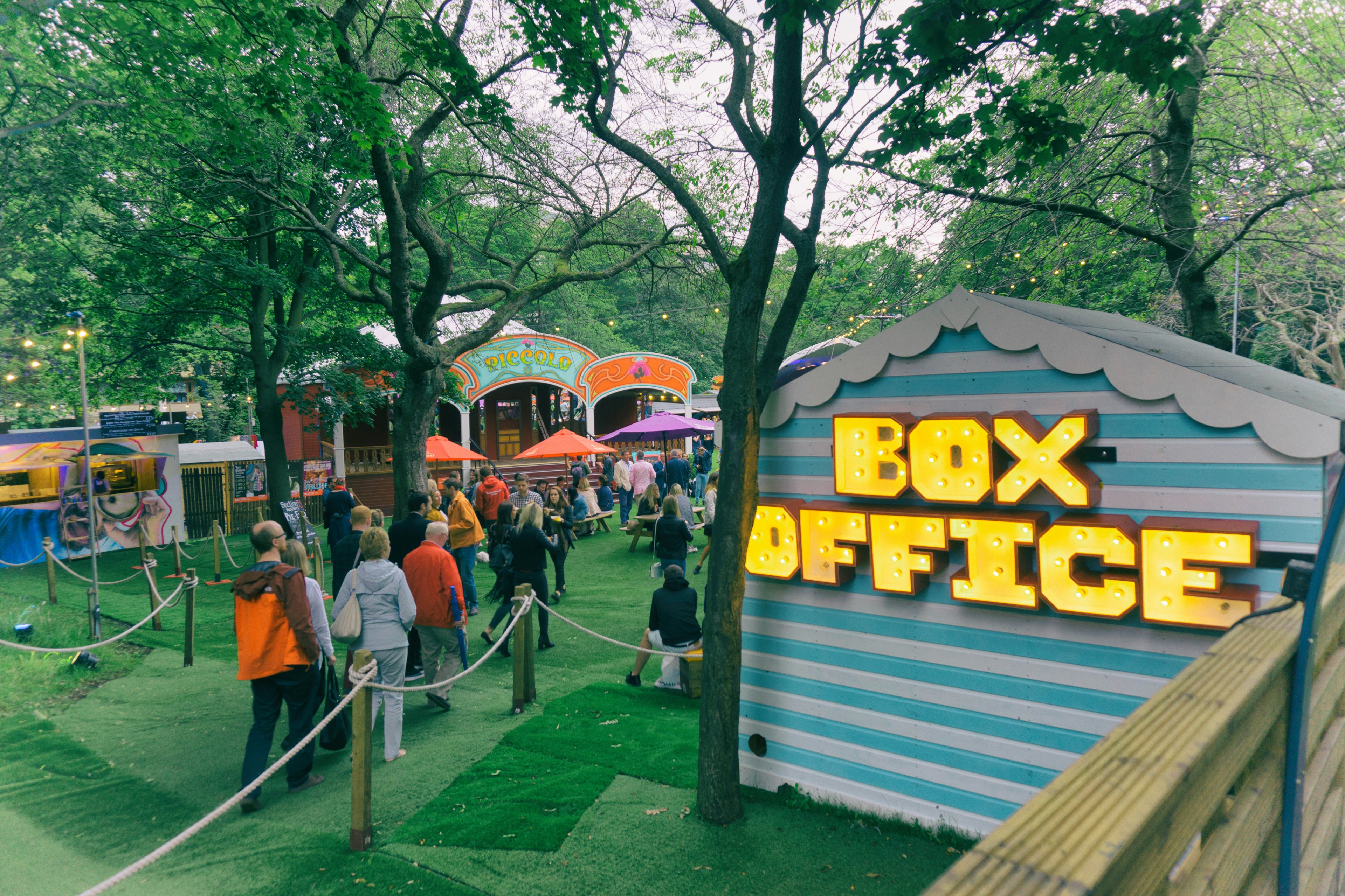 The box office in the George Square Gardens during the Edinburgh Festival