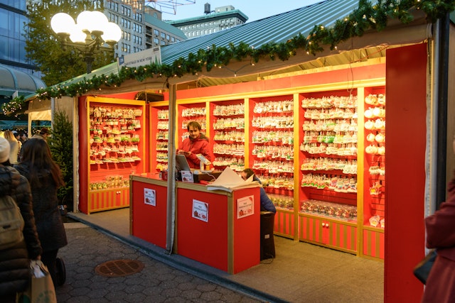 A booth at the Union Square Holiday Market in Manhattan, on Thanksgiving Day.