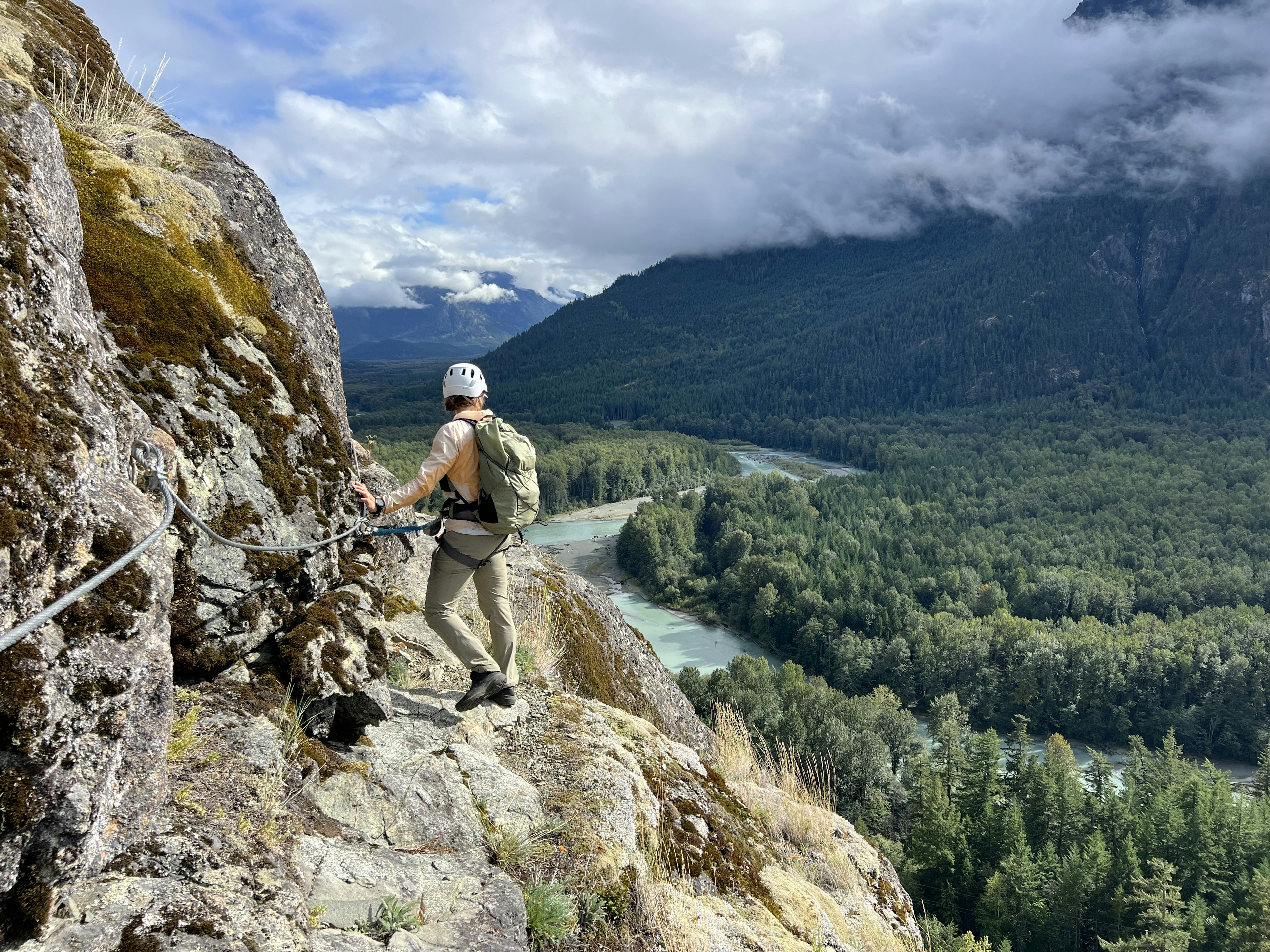 If you've ever considered rock climbing, the via ferrata at Tweedsmuir makes it accessible for most people. Jessica Lockhart for Lonely Planet